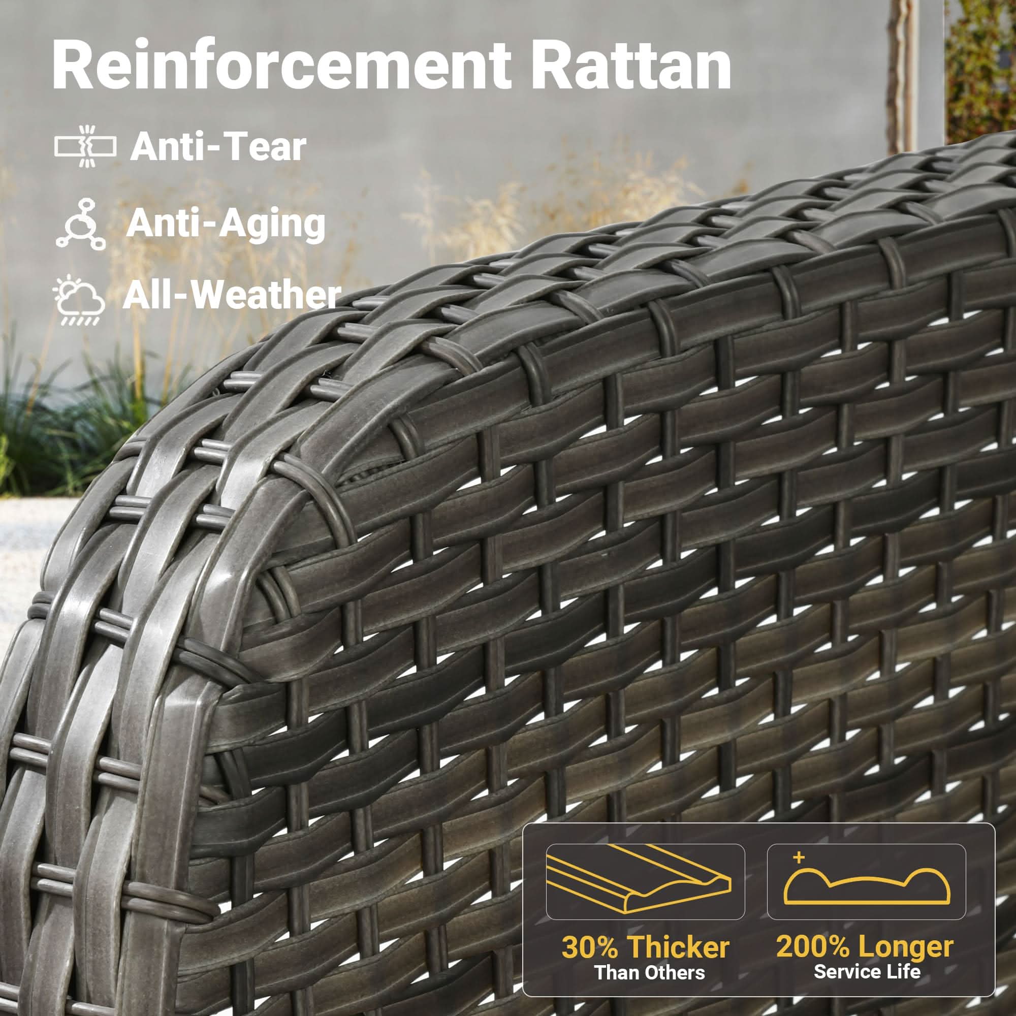 Ovios 6-Piece Wicker Patio Furniture Set, All-Weather Rattan Conversation Bistro Loveseat Chair and Table Set for Backyard