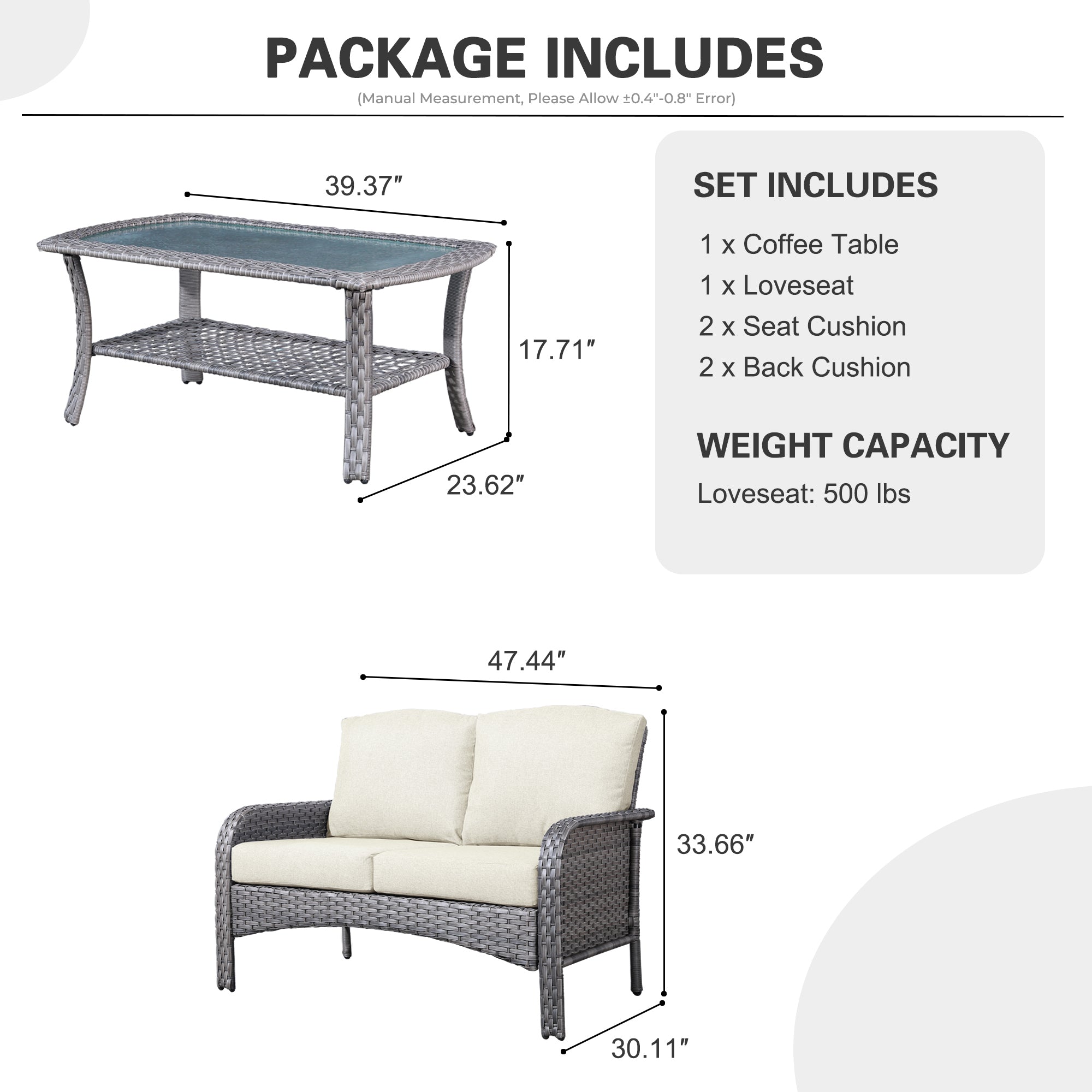 NDS Series - Outdoor Loveseat Set, 2-Piece