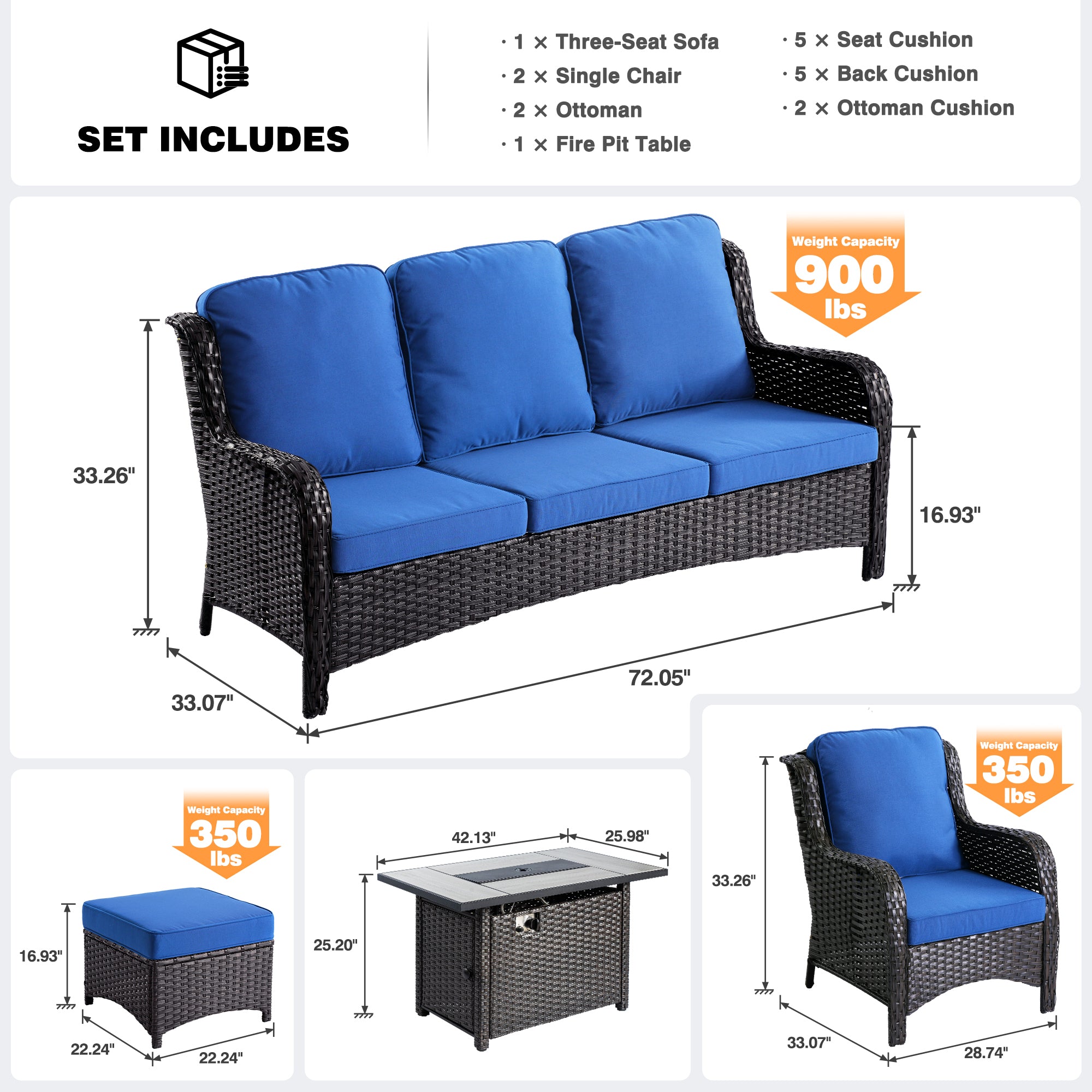 #Color_Brown Wicker Navy Blue Cushion|#Finish_Brown Wicker A