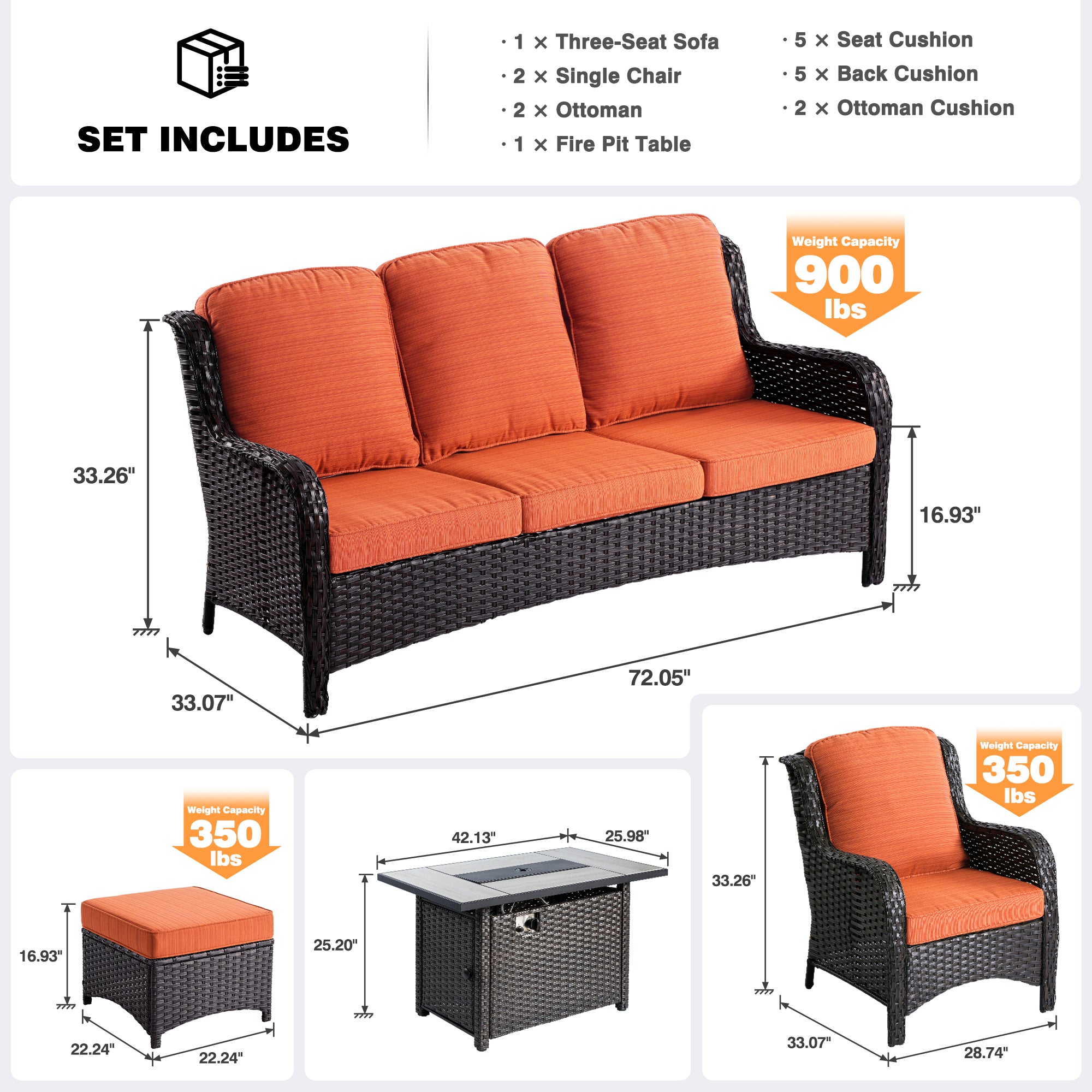 #Color_Brown Wicker Orange Cushion|#Finish_Brown Wicker A