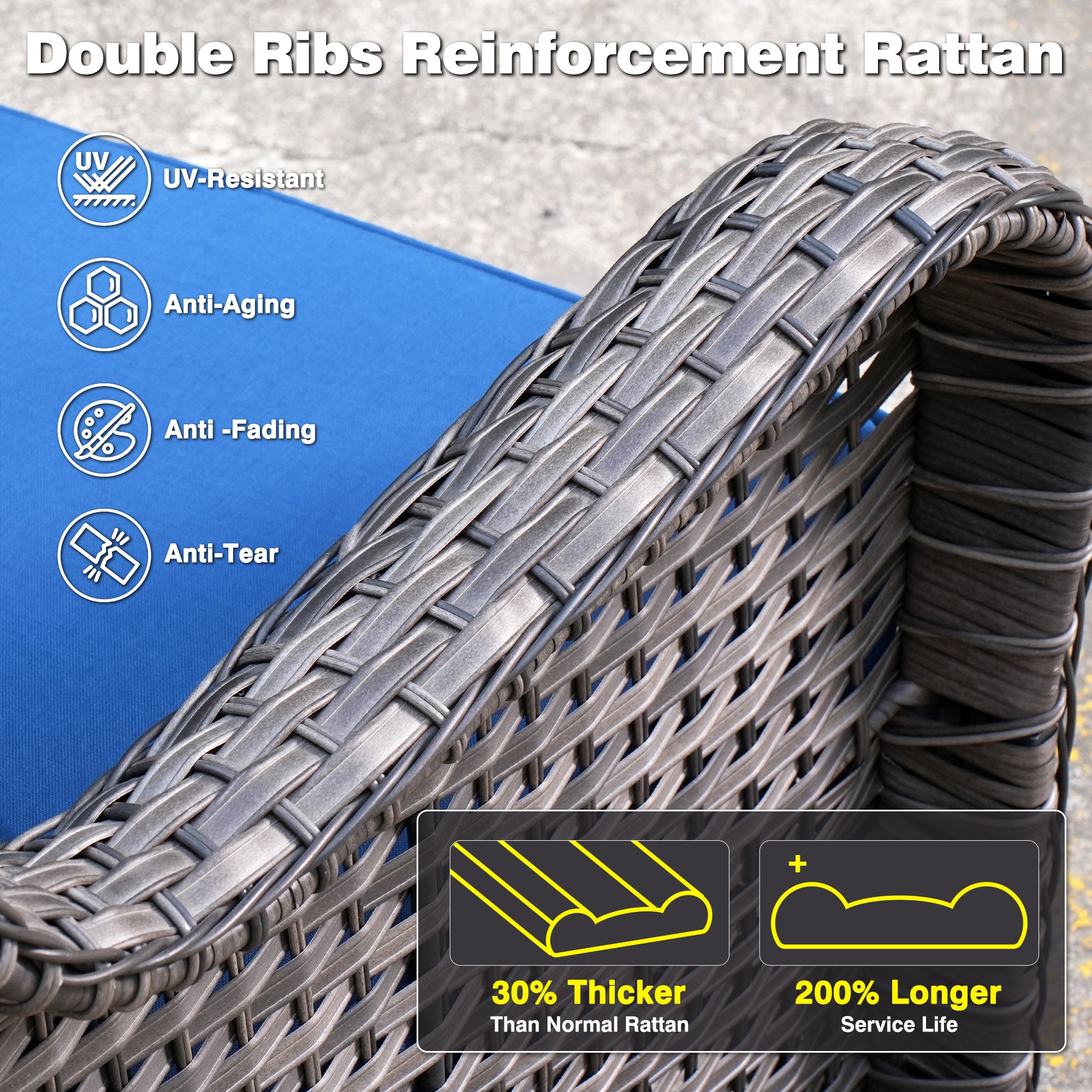 OVIOS Patio Furniture Set 3-Piece with Swivel Chairs and Side Table Kenard