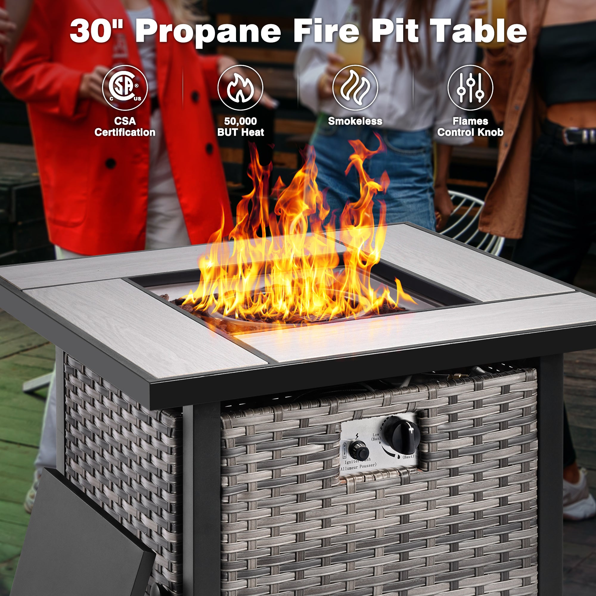 OVIOS Patio Outdoor 30'' Fire Pit Table for GRS/NTC/HOP/NDS Series