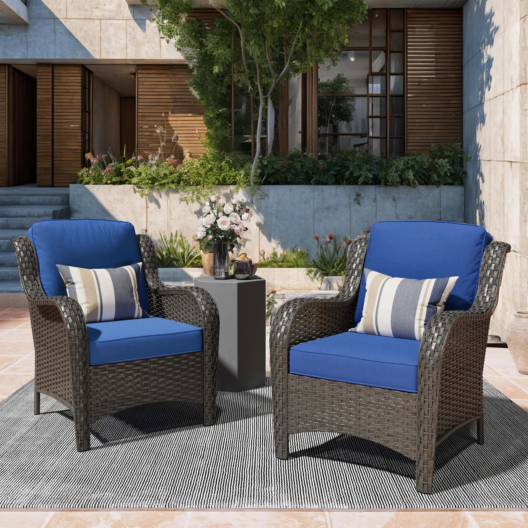OVIOS Patio Chairs 2-Piece Kenard Curved Handrest