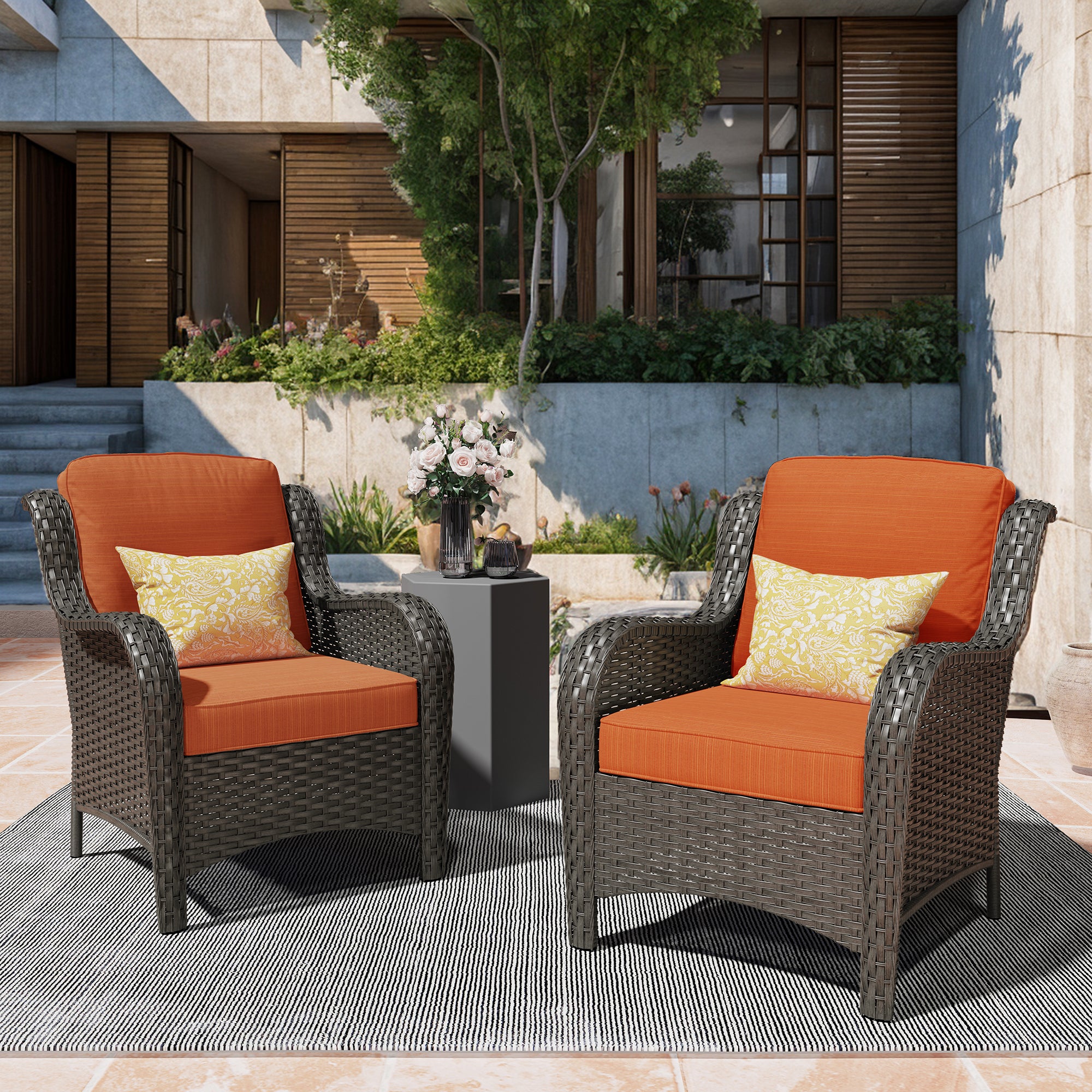 OVIOS Patio Chairs 2-Piece Kenard Curved Handrest