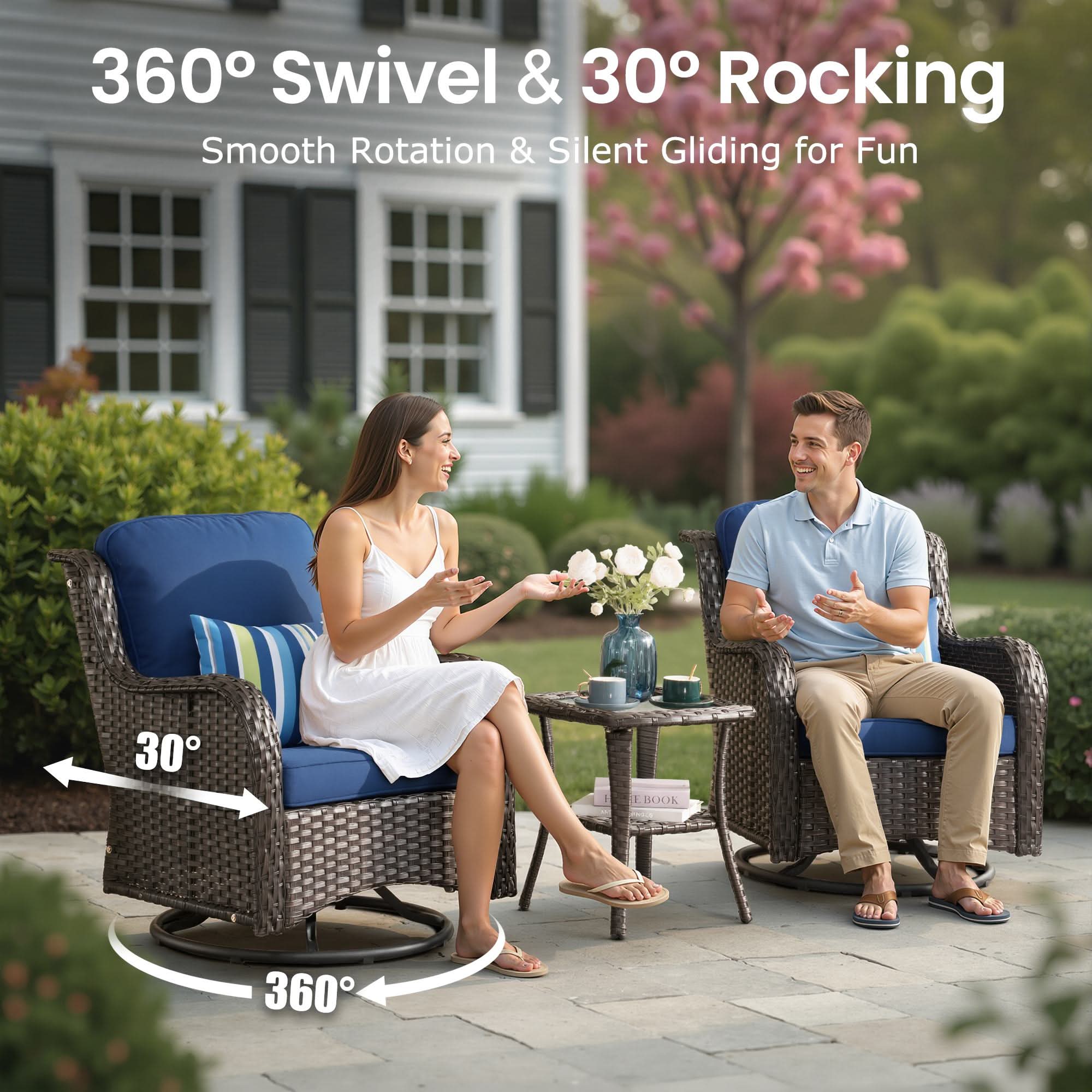 OVIOS Outdoor Wicker Patio Furniture Set