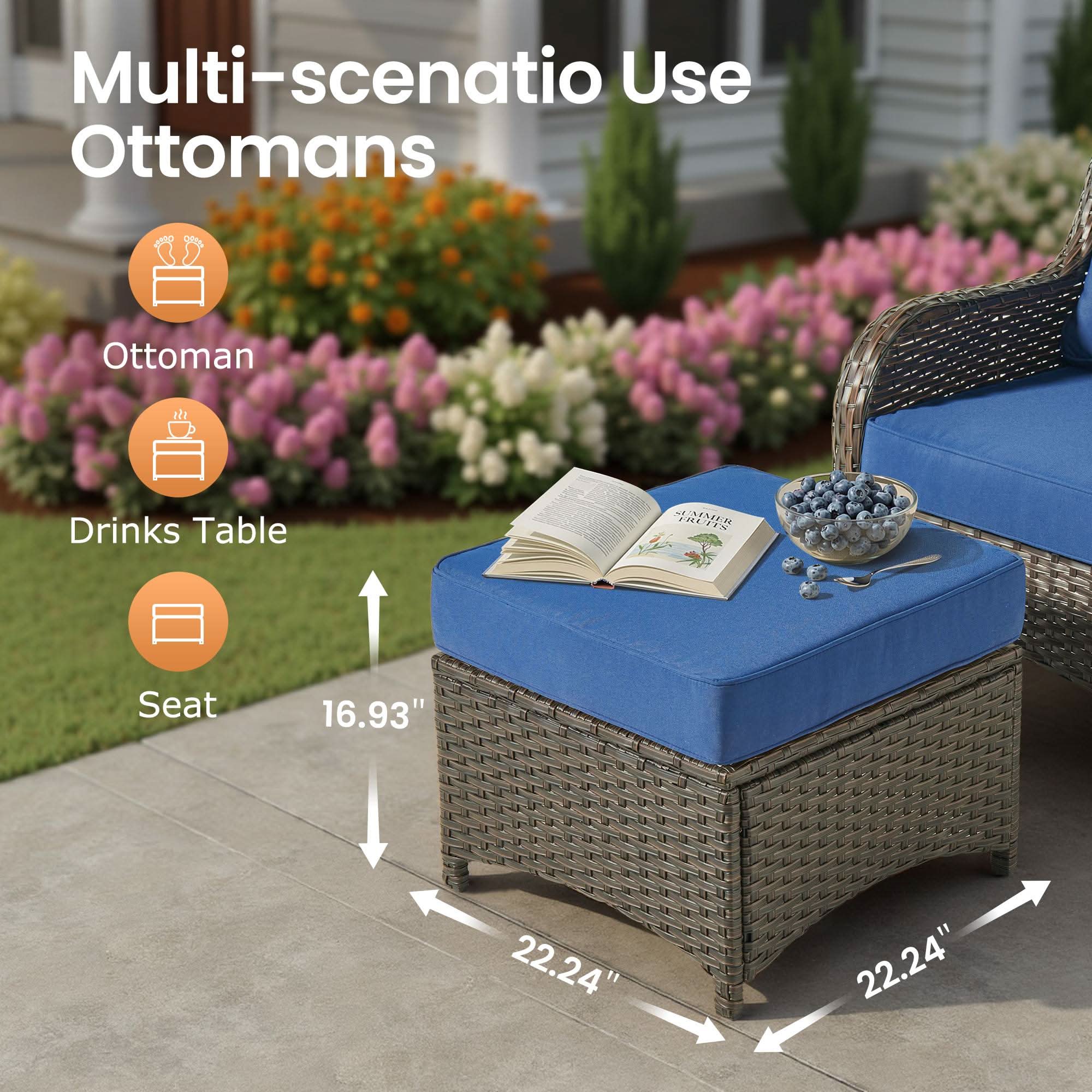 OVIOS Outdoor Wicker Patio Furniture Set