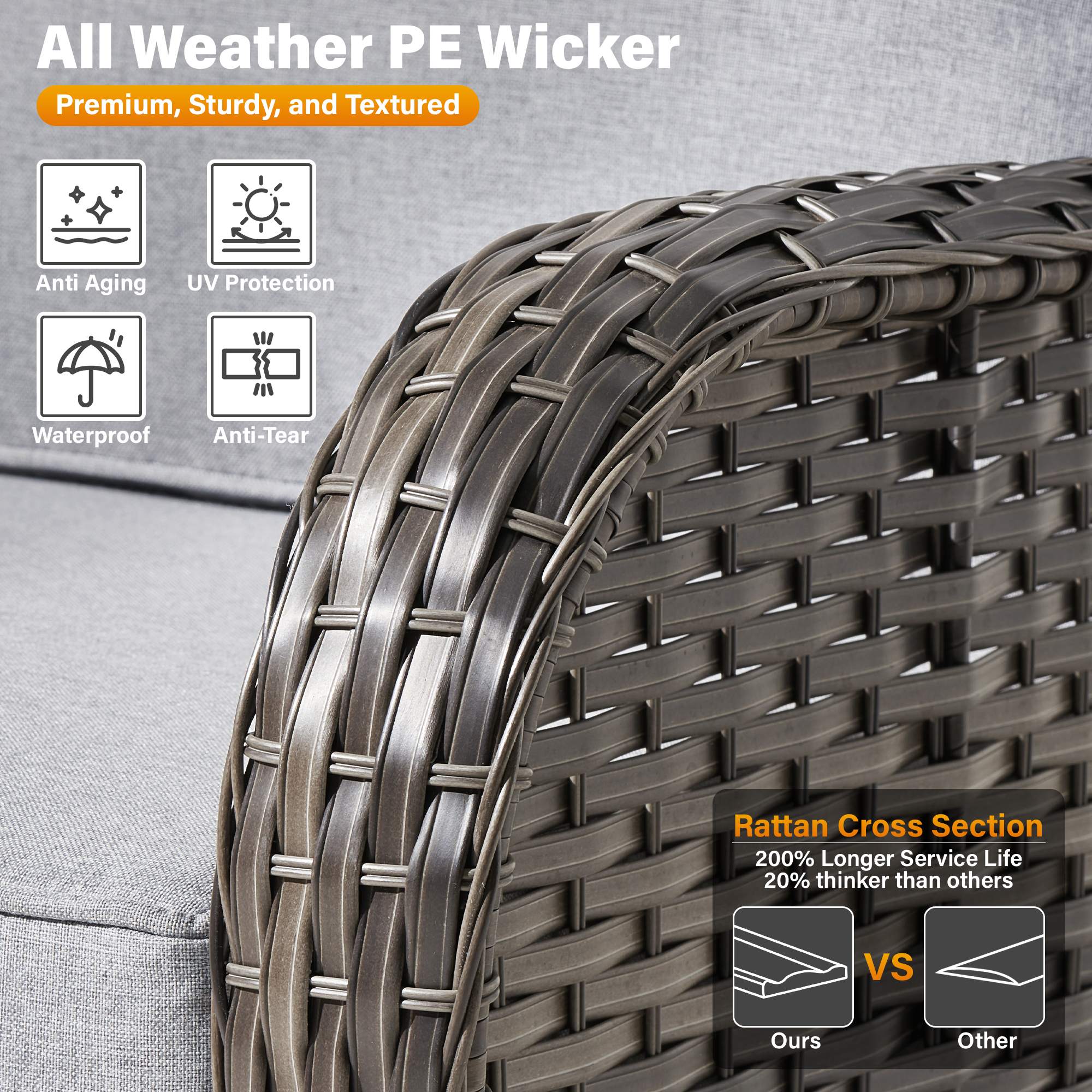 OVIOS Outdoor Wicker Patio Furniture Set with Fire Pit Table