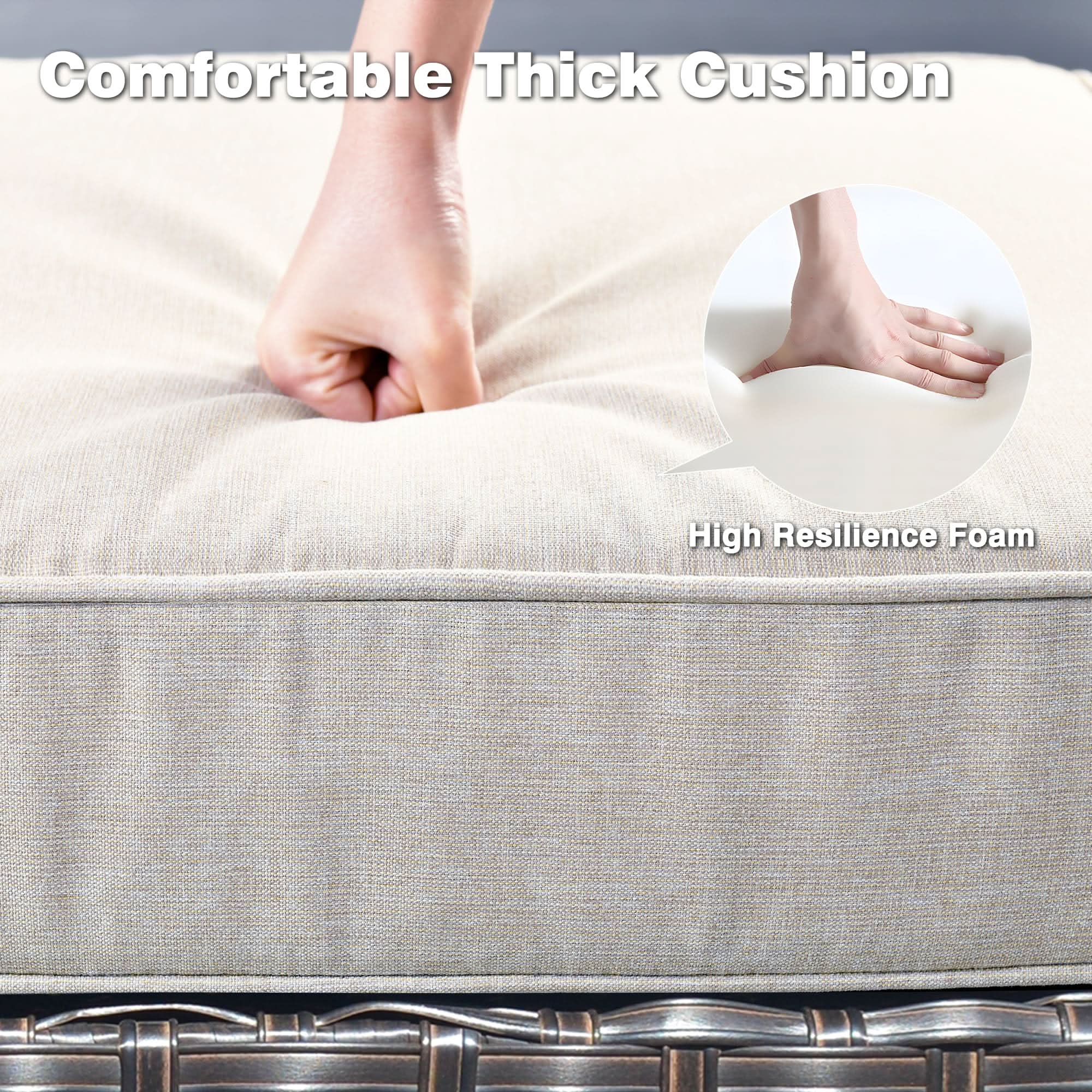 Ovios 10 Pieces Patio Furniture Set with Fire Pit Table Outdoor Wicker Sofa Loveseat and Swivel Rocking Glider Chairs