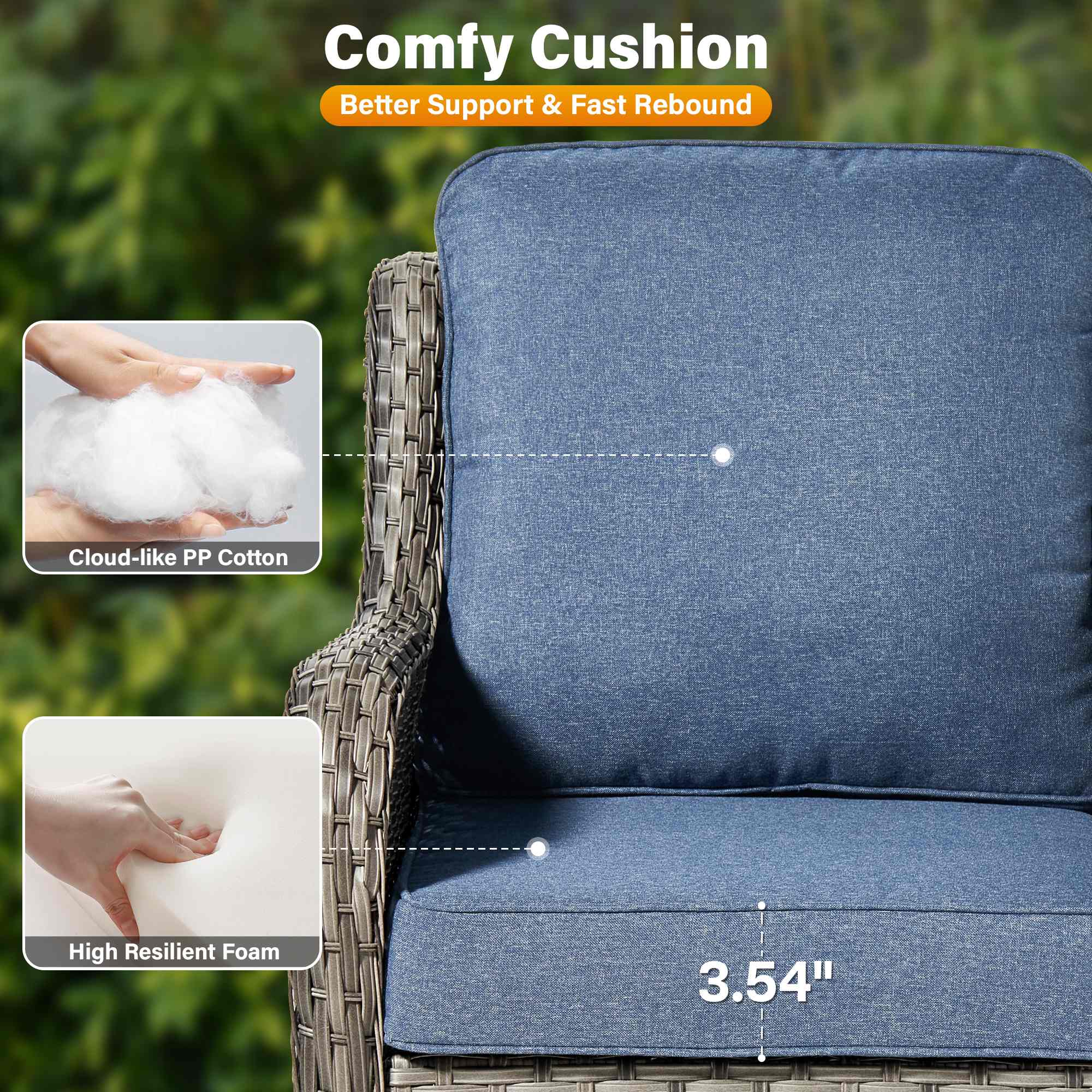 OVIOS Outdoor Wicker Patio Furniture Set with Fire Pit Table