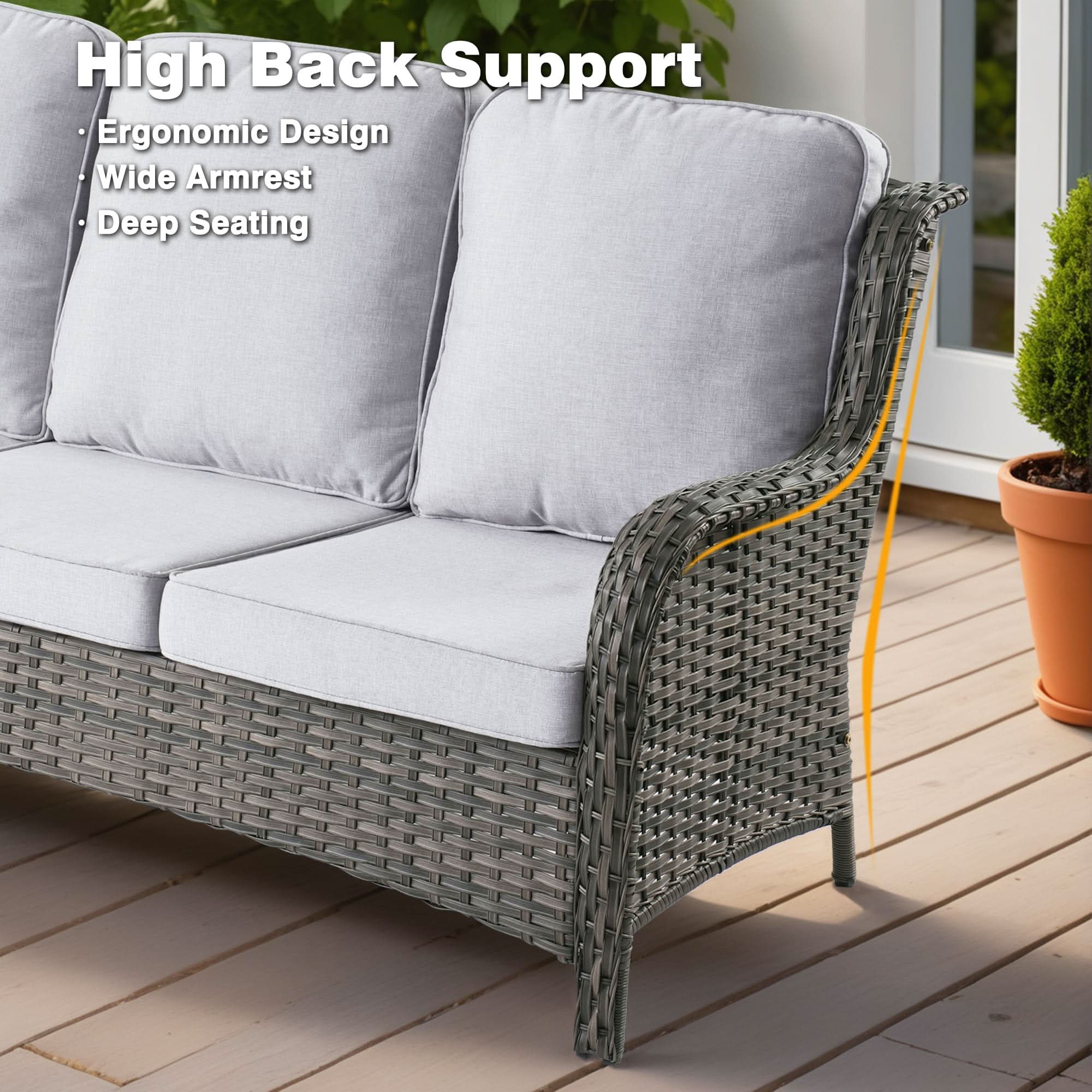 OVIOS Patio 6-Piece Conversation Set with 42'' Rectangle Propane Fire Pit Table Kenard