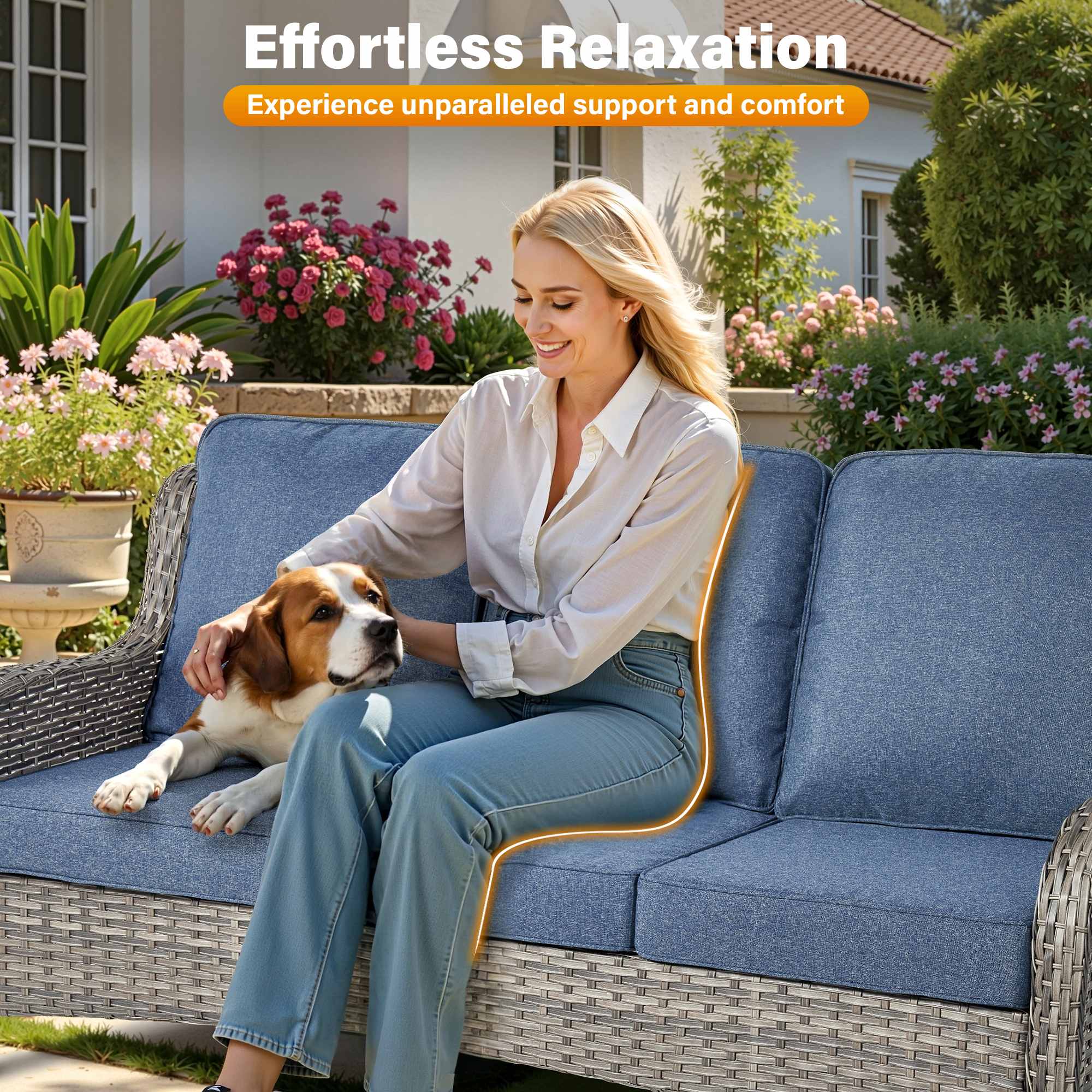 OVIOS Outdoor Wicker Patio Furniture Set with Fire Pit Table