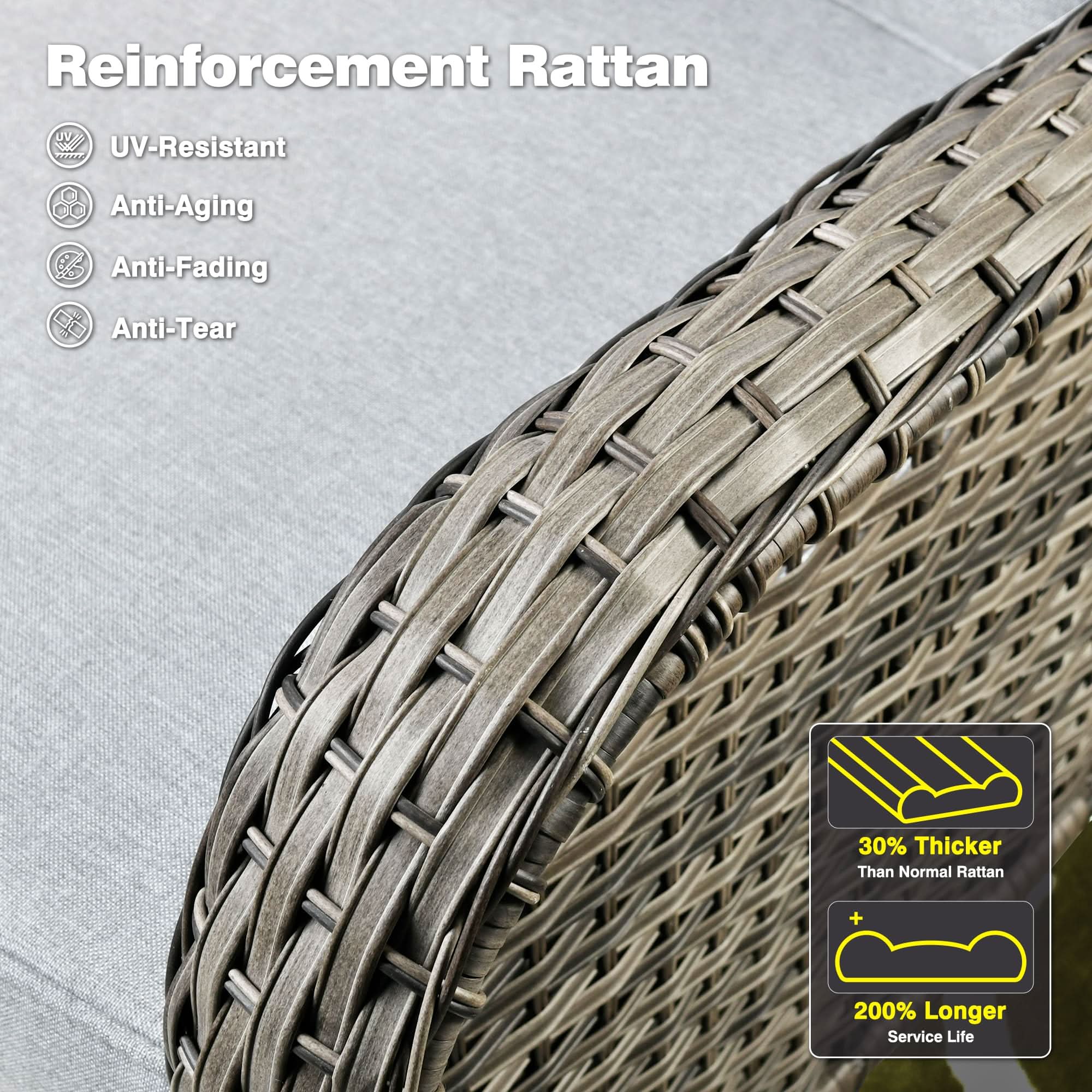 OVIOS Patio 6-Piece Conversation Set with 42'' Rectangle Propane Fire Pit Table Kenard