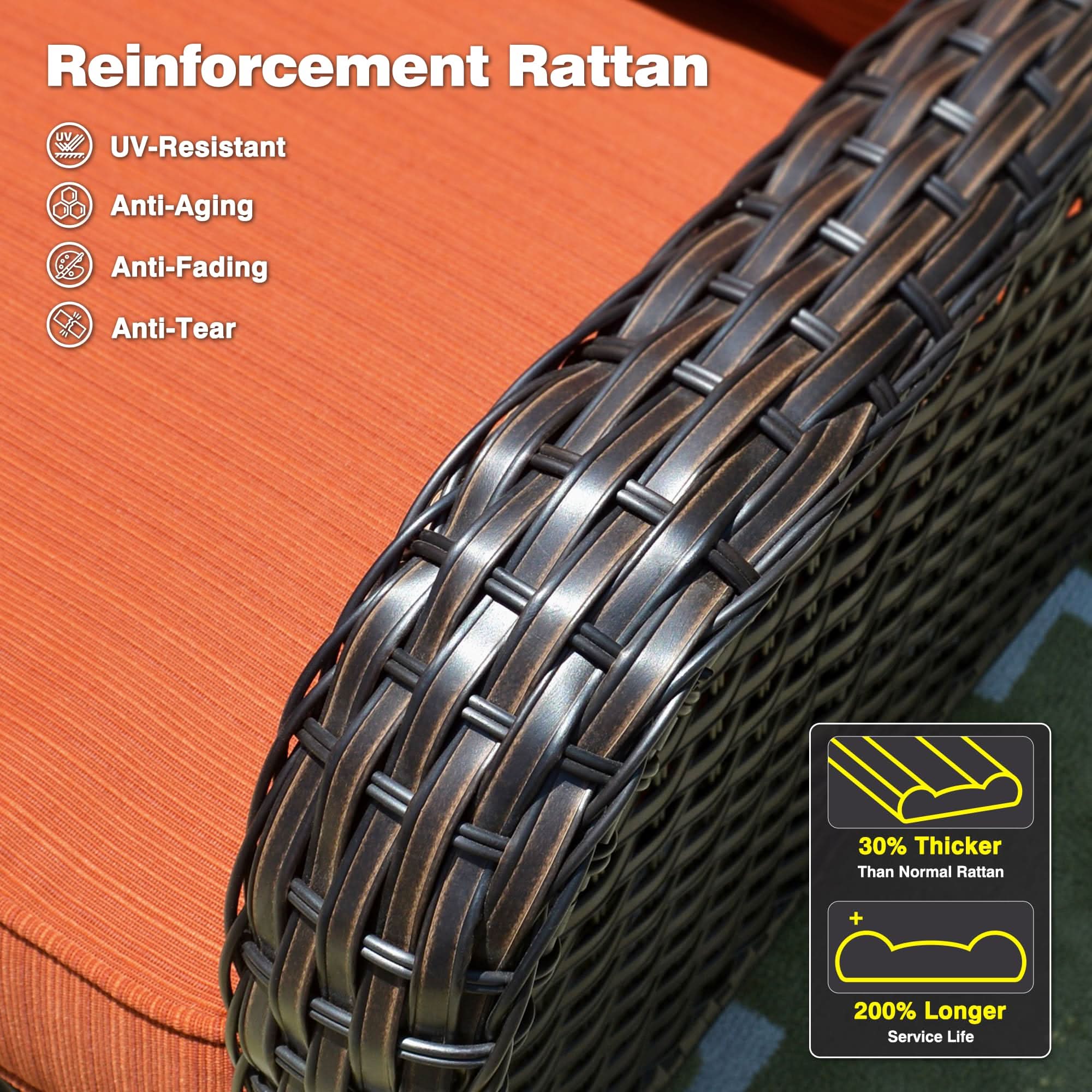 Ovios 10 Pieces Patio Furniture Set with Fire Pit Table Outdoor Wicker Sofa Loveseat and Swivel Rocking Glider Chairs