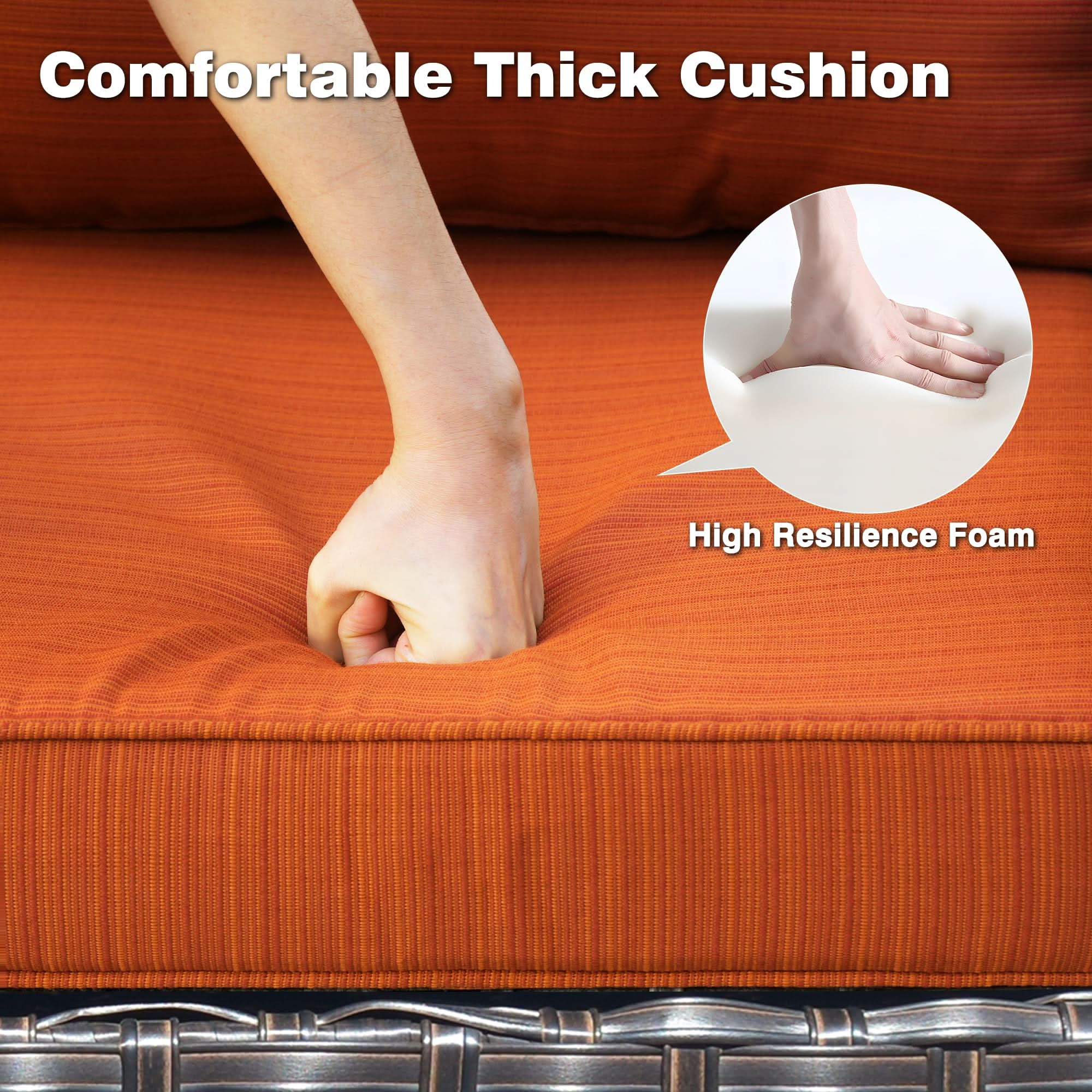 Ovios 10 Pieces Patio Furniture Set with Fire Pit Table Outdoor Wicker Sofa Loveseat and Swivel Rocking Glider Chairs