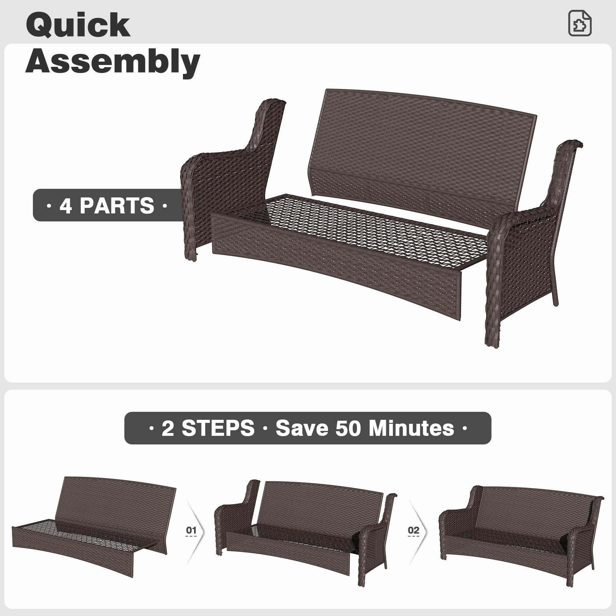 Ovios Patio Conversation Set 6-Piece with 30' Fire Pit Table and Kenard Set