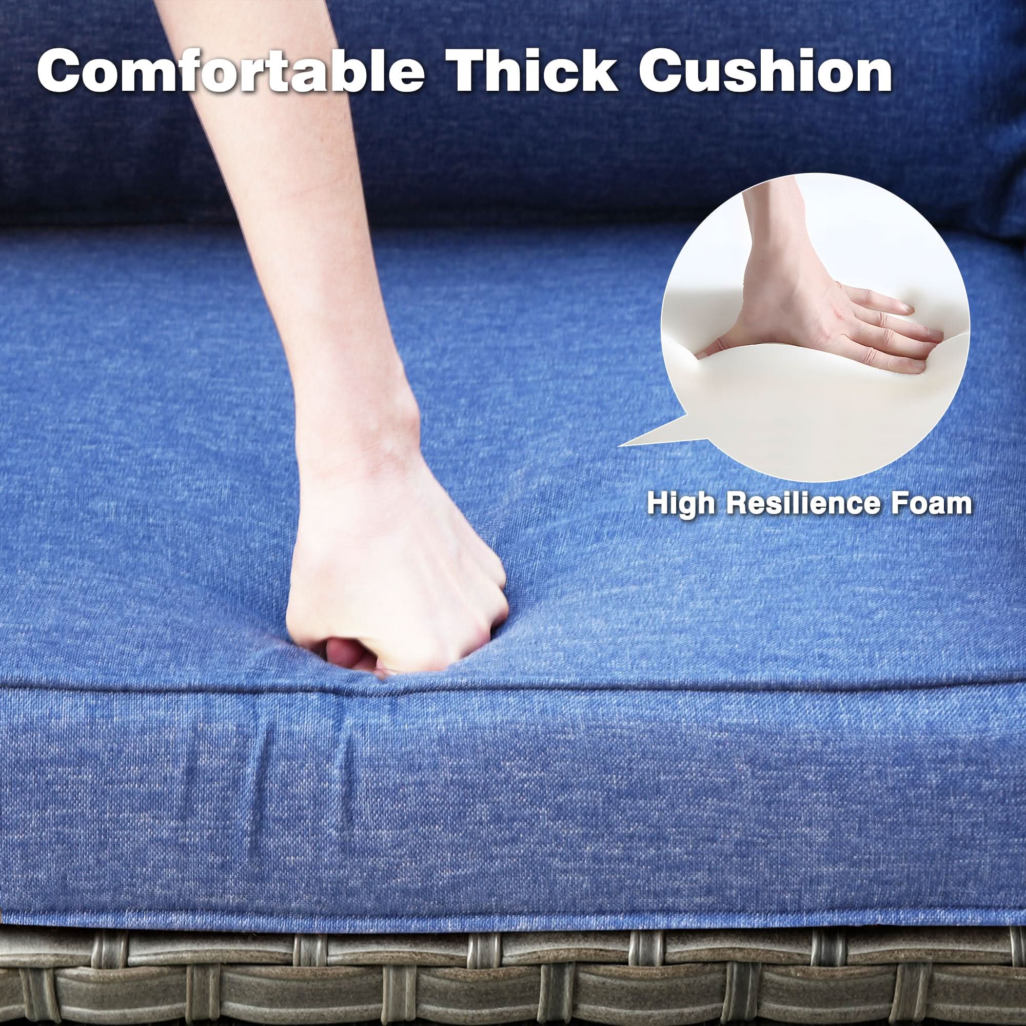 OVIOS Patio 6-Piece Conversation Set with 42'' Rectangle Propane Fire Pit Table Kenard