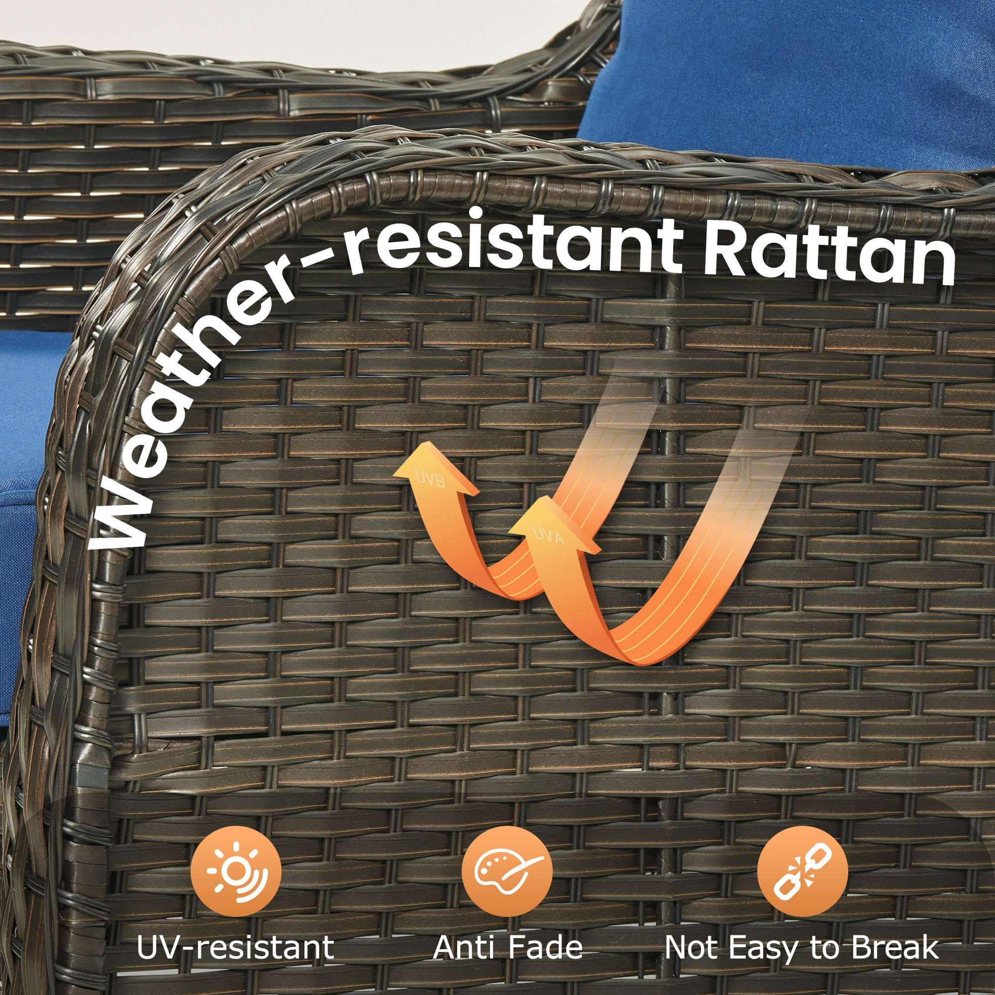 OVIOS Outdoor Wicker Patio Furniture Set