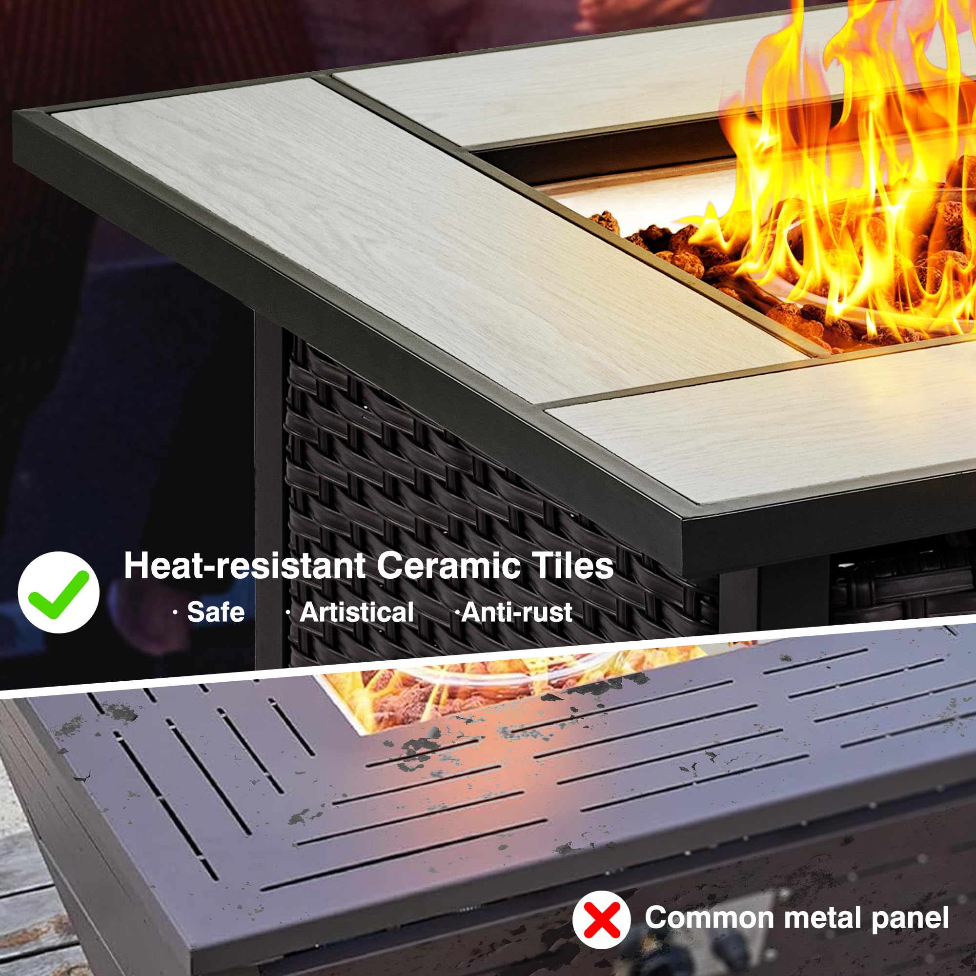 OVIOS 6-Piece Patio Conversation Set with Fire Pit Table