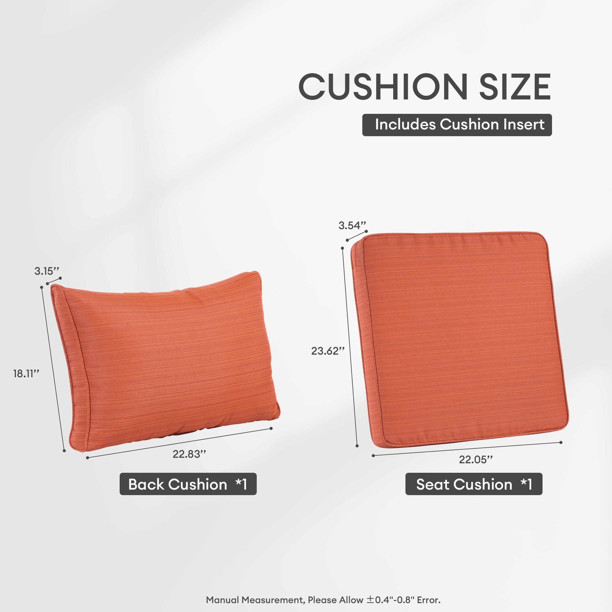 OVIOS Vultros Series Replacement Seat, Back, Ottoman Cushion (Refer to the Dimension in Description)