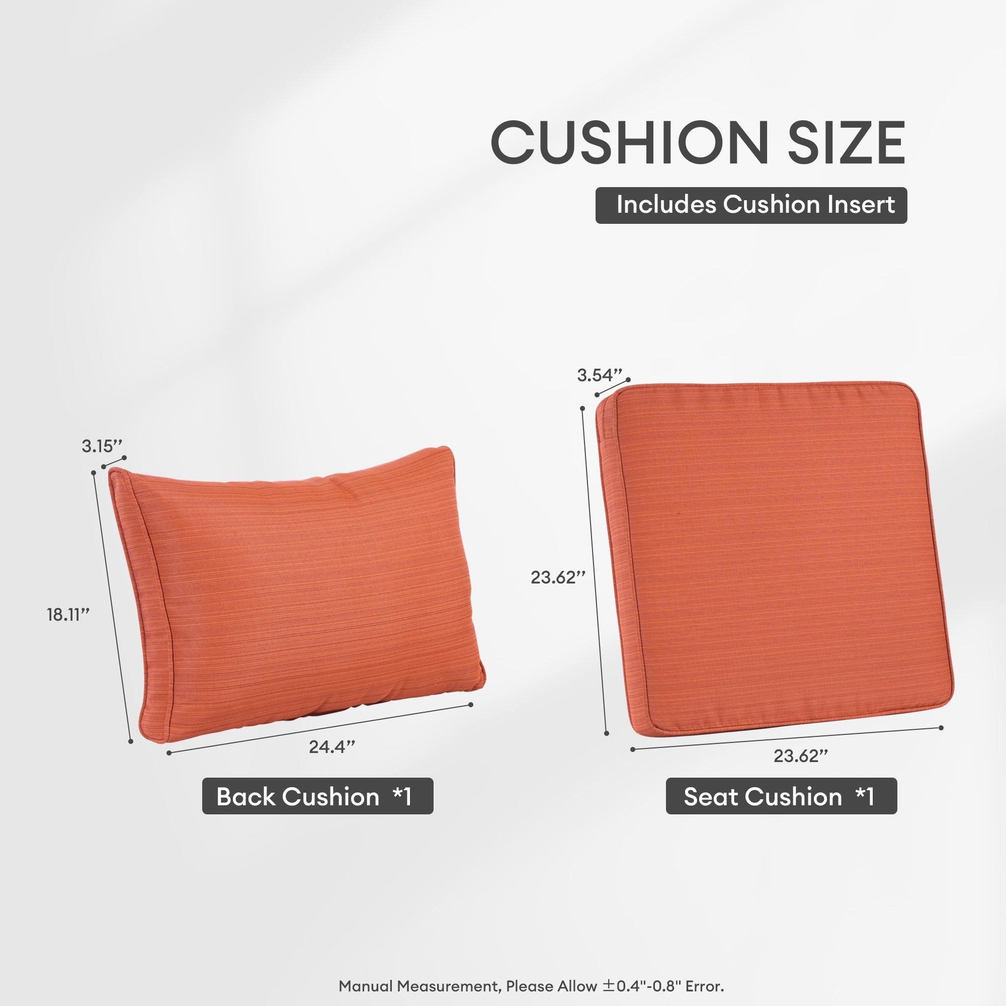 OVIOS Vultros Series Replacement Seat, Back, Ottoman Cushion (Refer to the Dimension in Description)