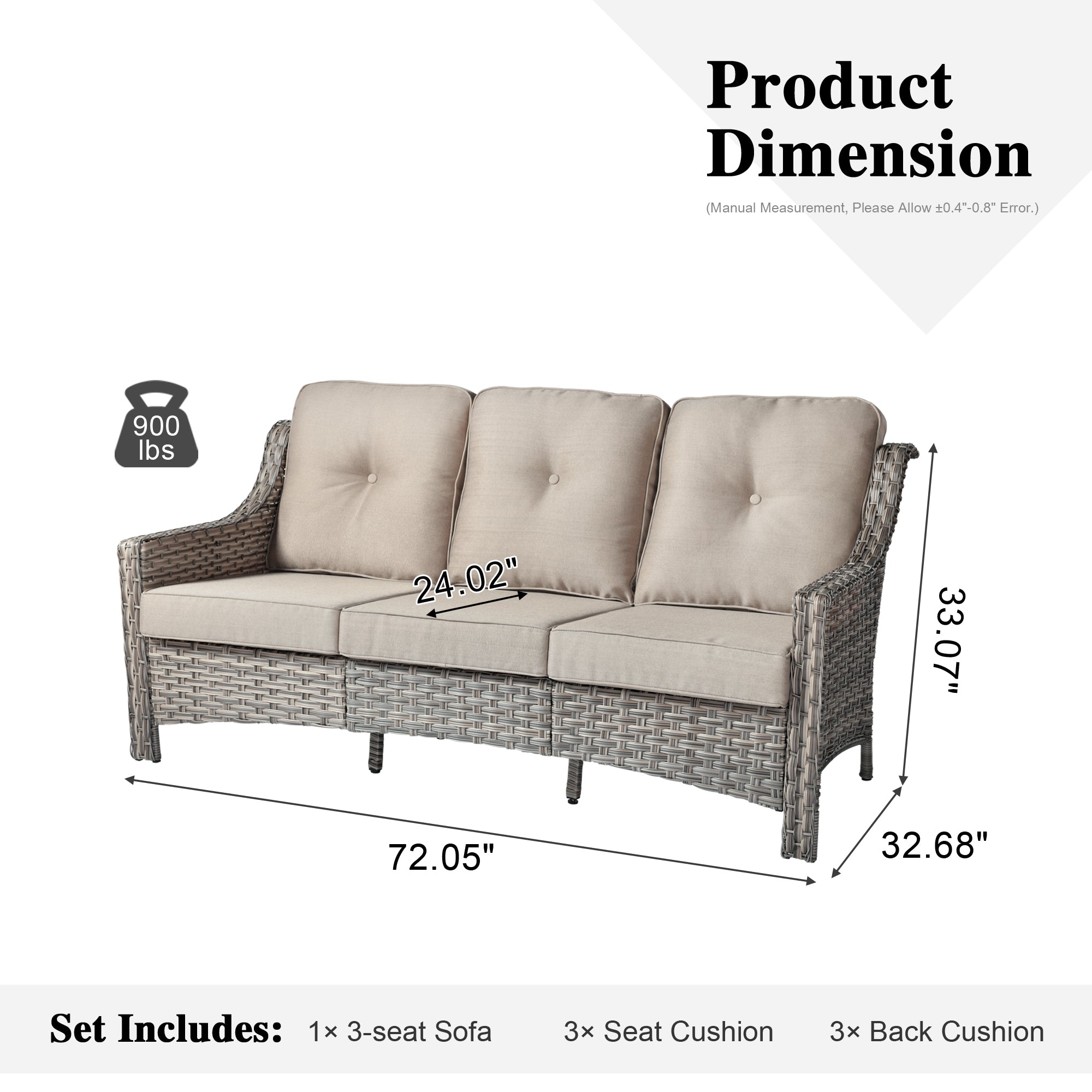 Ovios Outdoor 3-Seat Sofa PAD Series