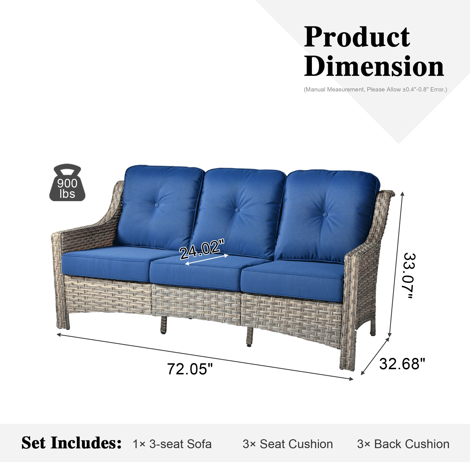 Ovios Outdoor 3-Seat Sofa PAD Series