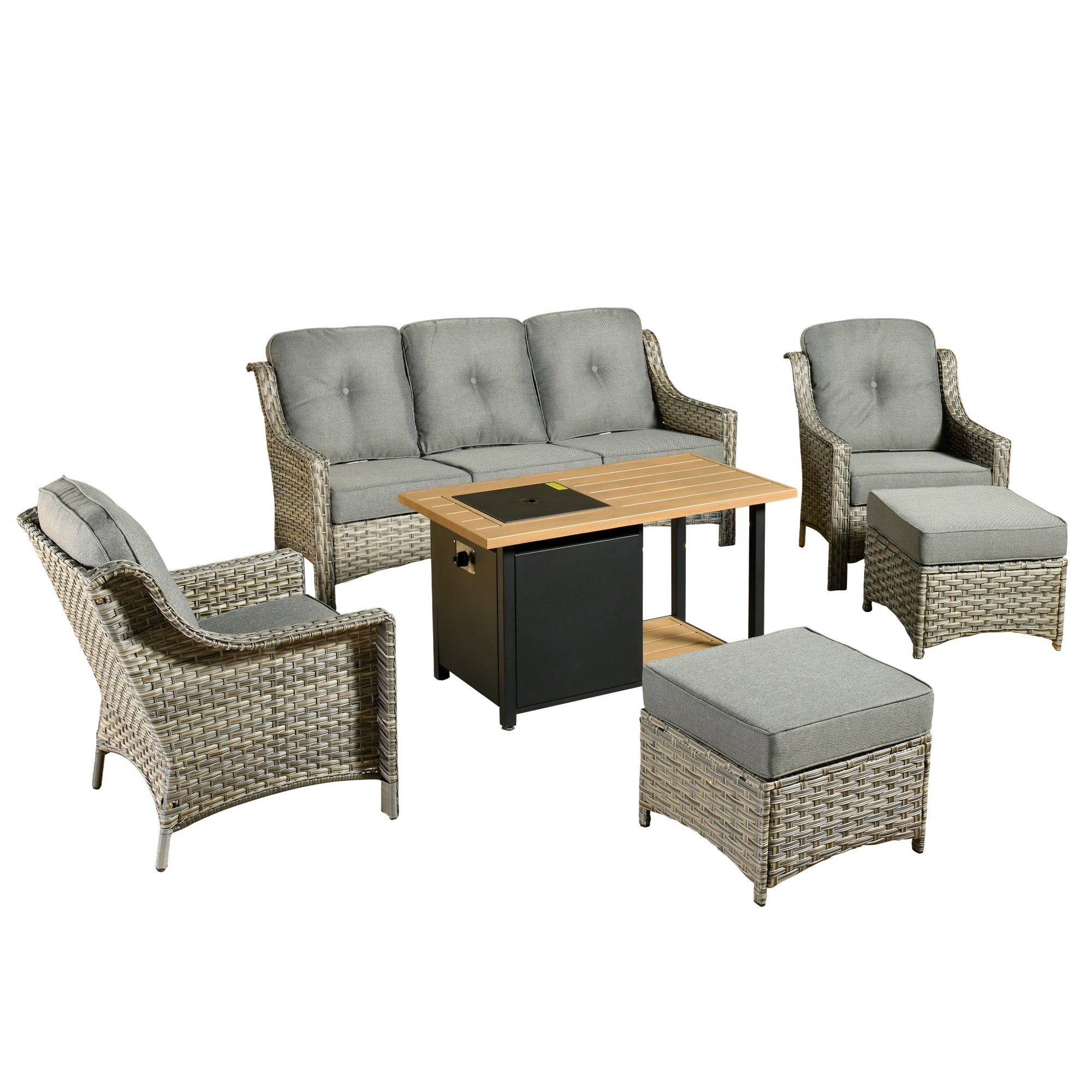 Ovios Conversation Set 6-Piece PAD Series include 46"Fire Pit Table