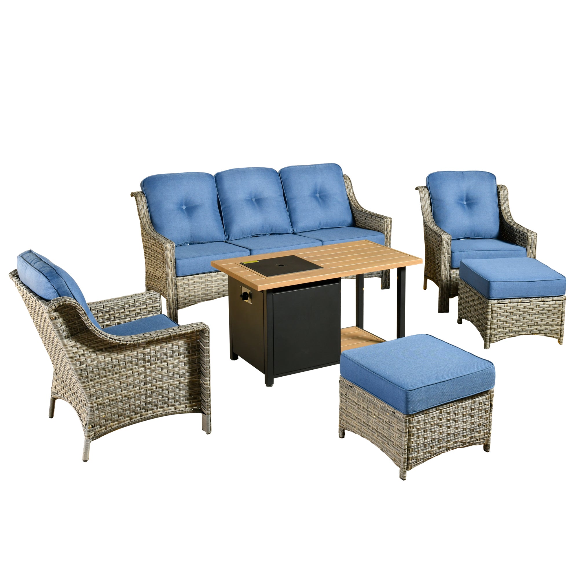 Ovios Conversation Set 6-Piece PAD Series include 46"Fire Pit Table