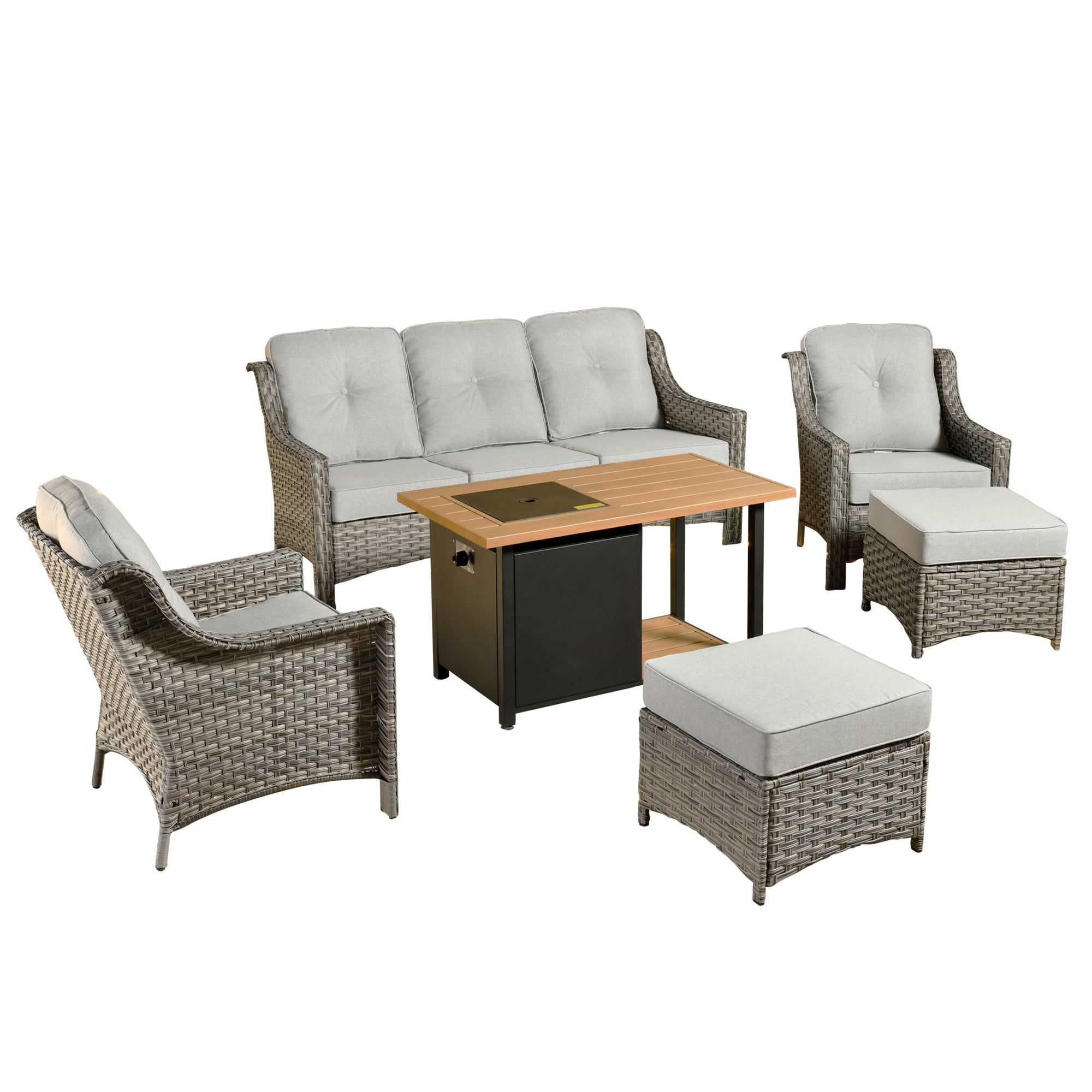 Ovios Conversation Set 6-Piece PAD Series include  46"Fire Pit Table