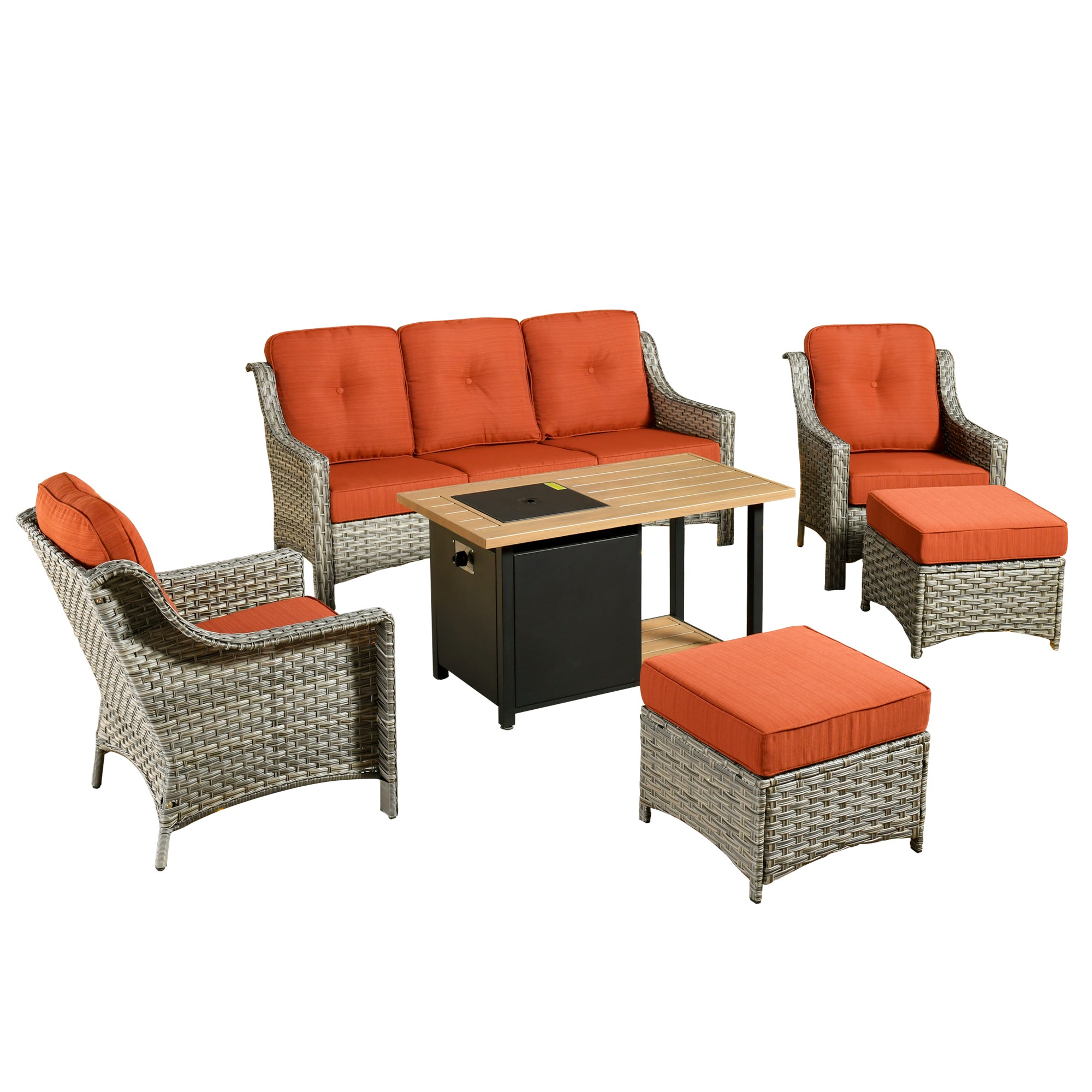 Ovios Conversation Set 6-Piece PAD Series include 46"Fire Pit Table