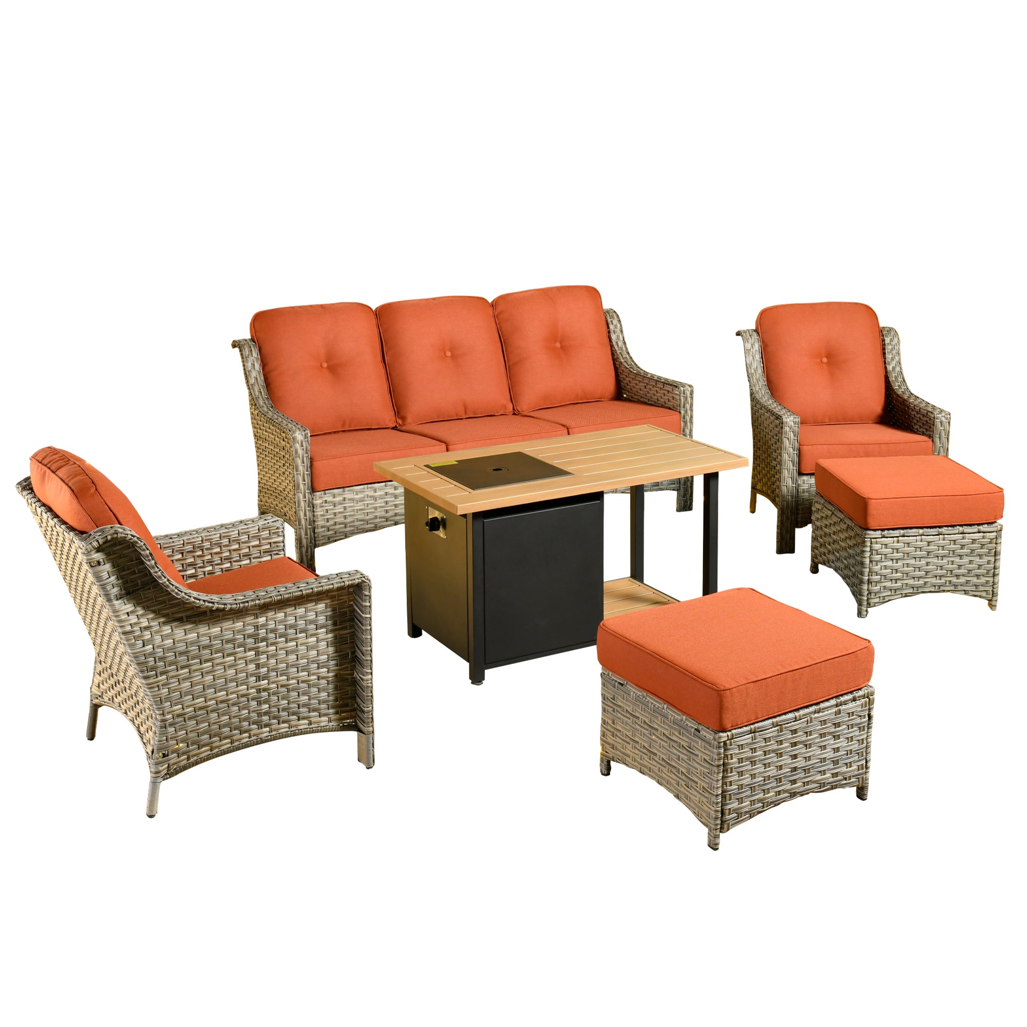 Ovios Conversation Set 6-Piece PAD Series include 46"Fire Pit Table