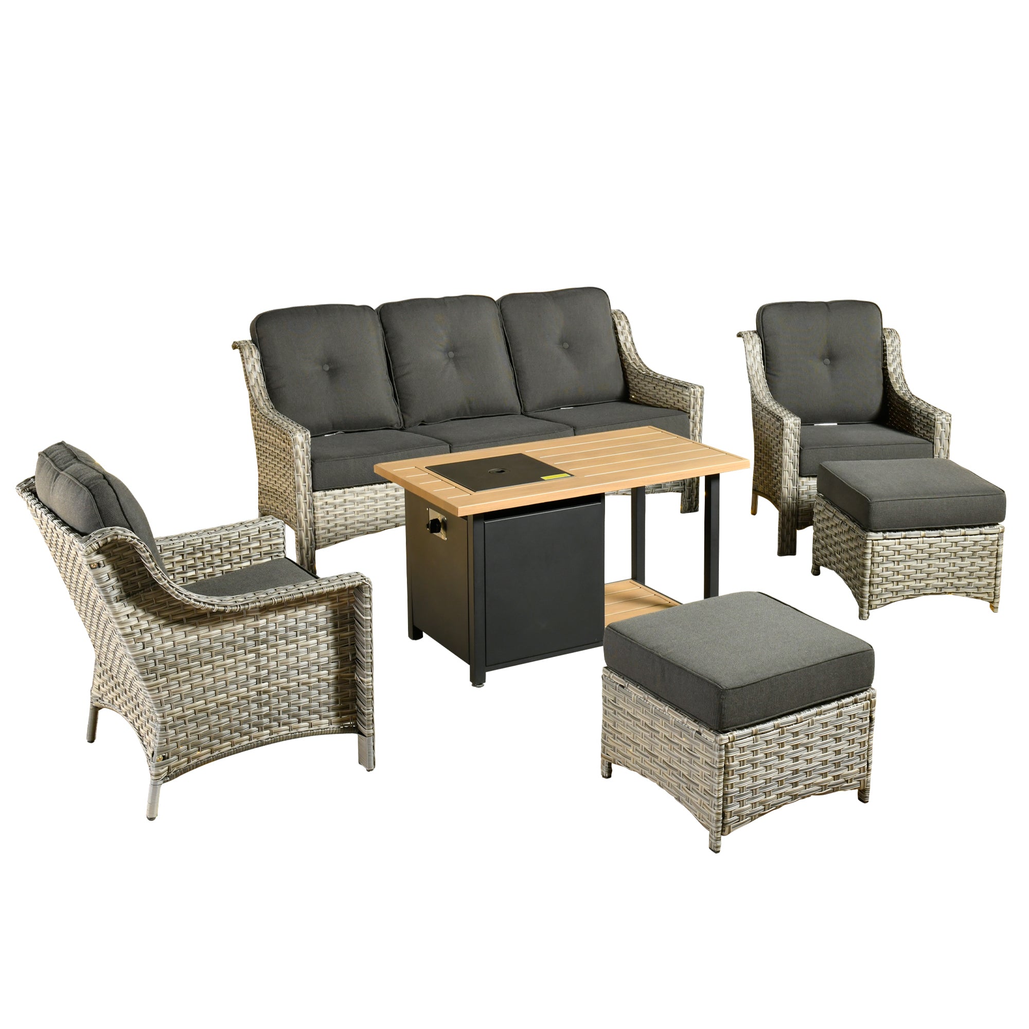 Ovios Conversation Set 6-Piece PAD Series include 46"Fire Pit Table