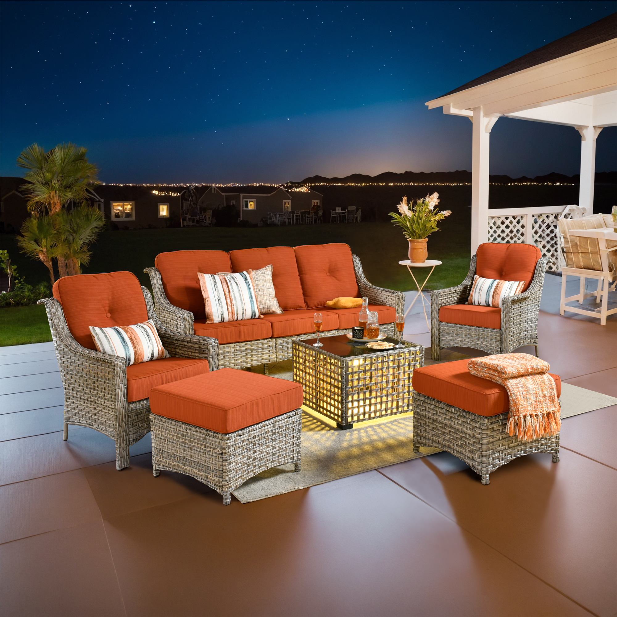 Ovios Conversation Set 5-Piece, PAD Series,Included Swivel Chair