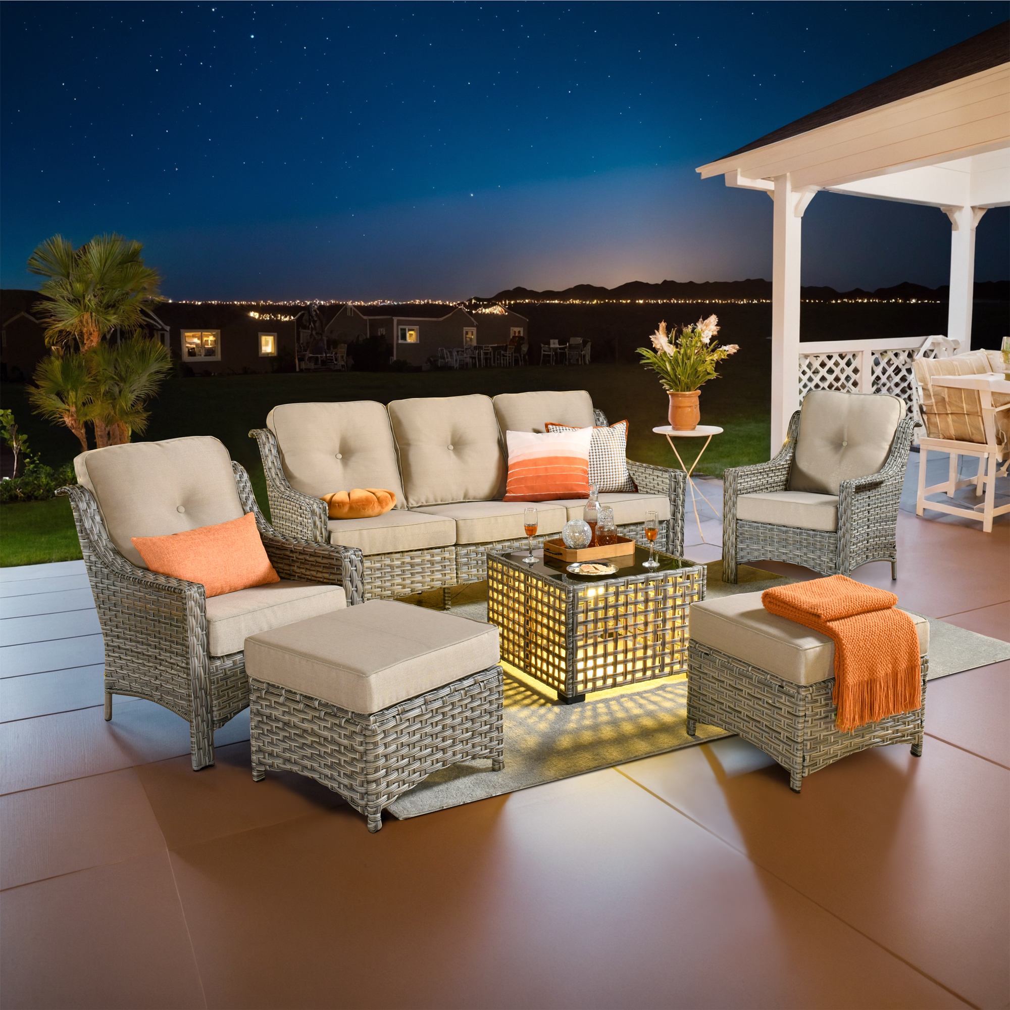 Ovios Conversation Set 5-Piece, PAD Series,Included Swivel Chair