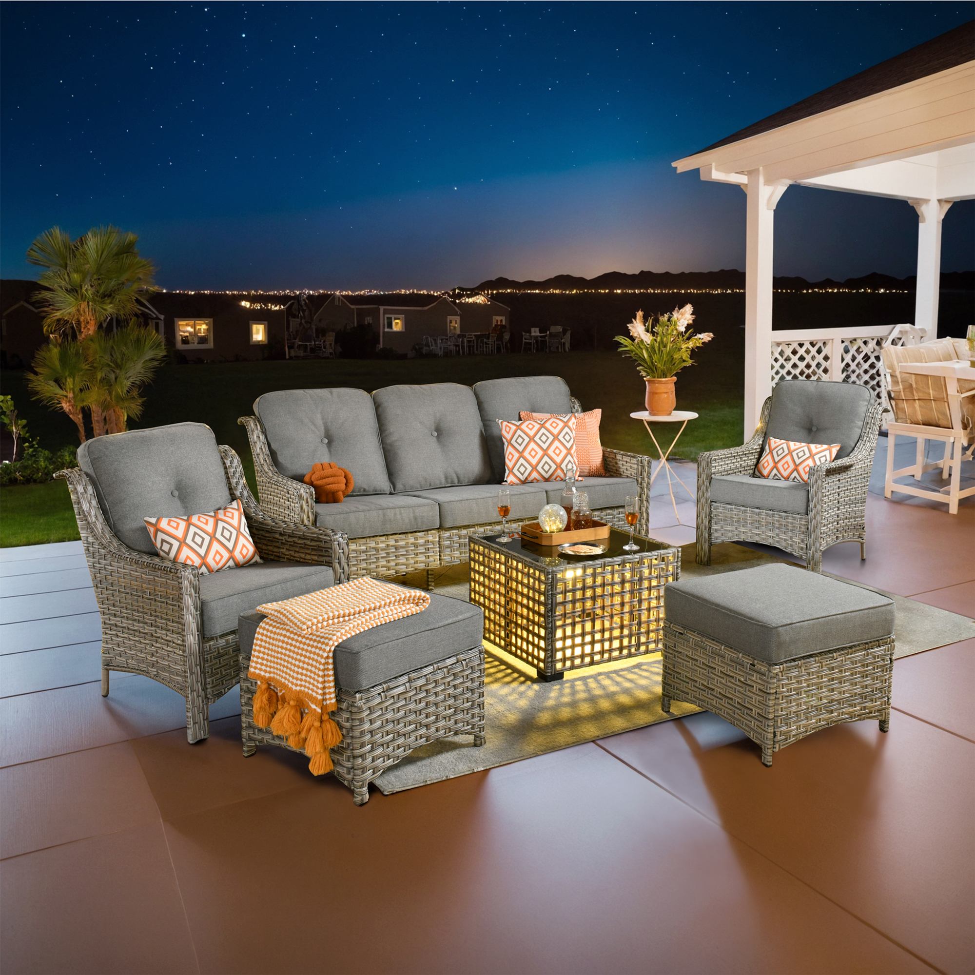 Ovios Conversation Set 5-Piece, PAD Series,Included Swivel Chair