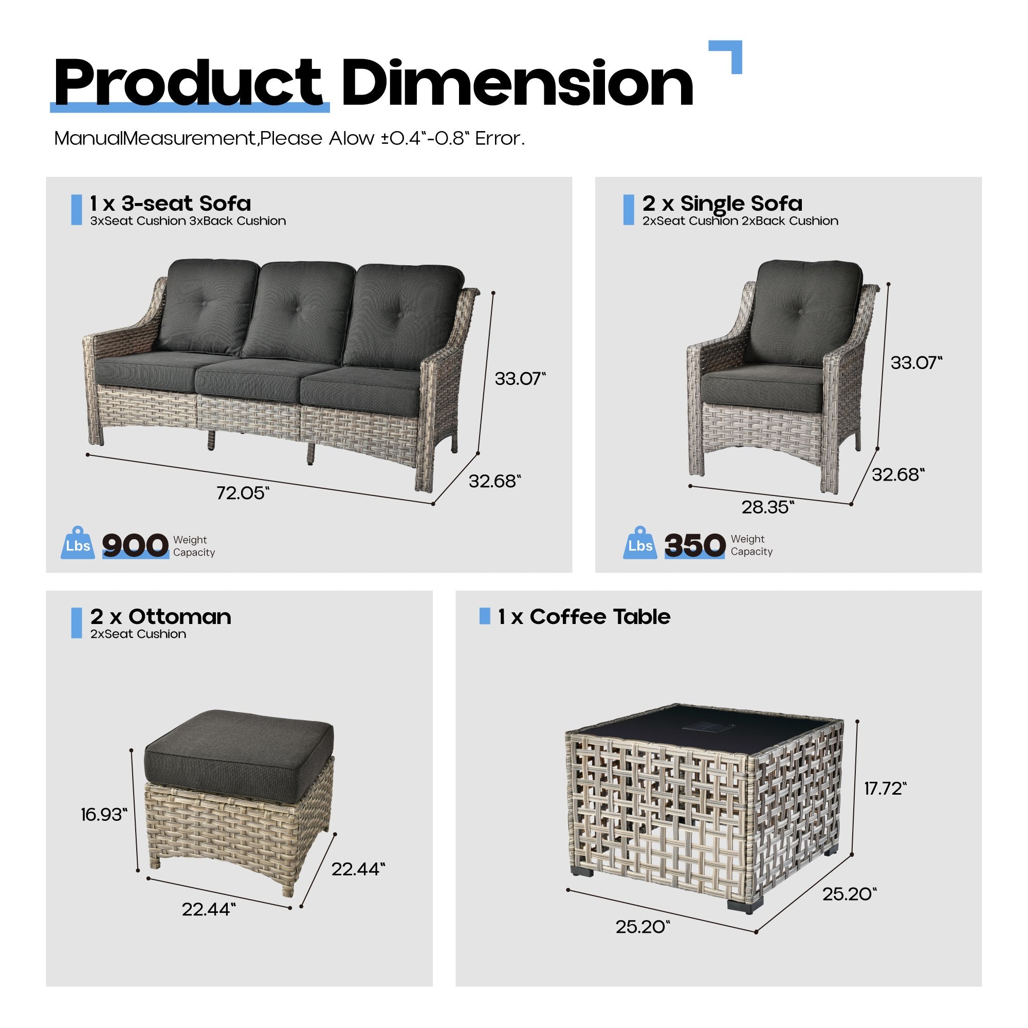 Ovios Conversation Set 5-Piece, PAD Series,Included Swivel Chair