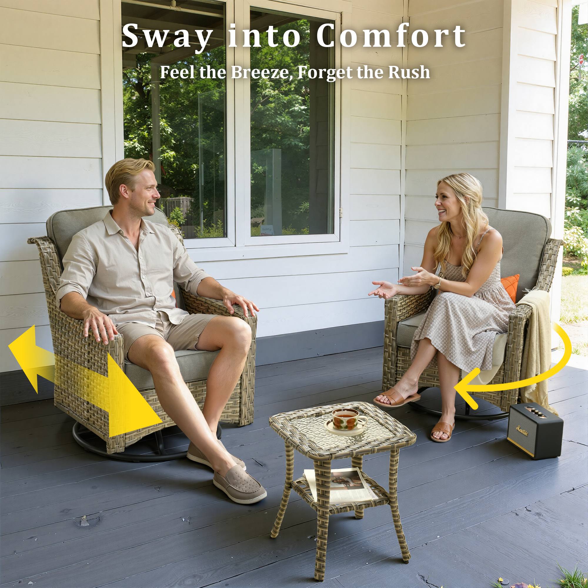 Ovios Conversation Set 5-Piece, PAD Series,Included Swivel Chair