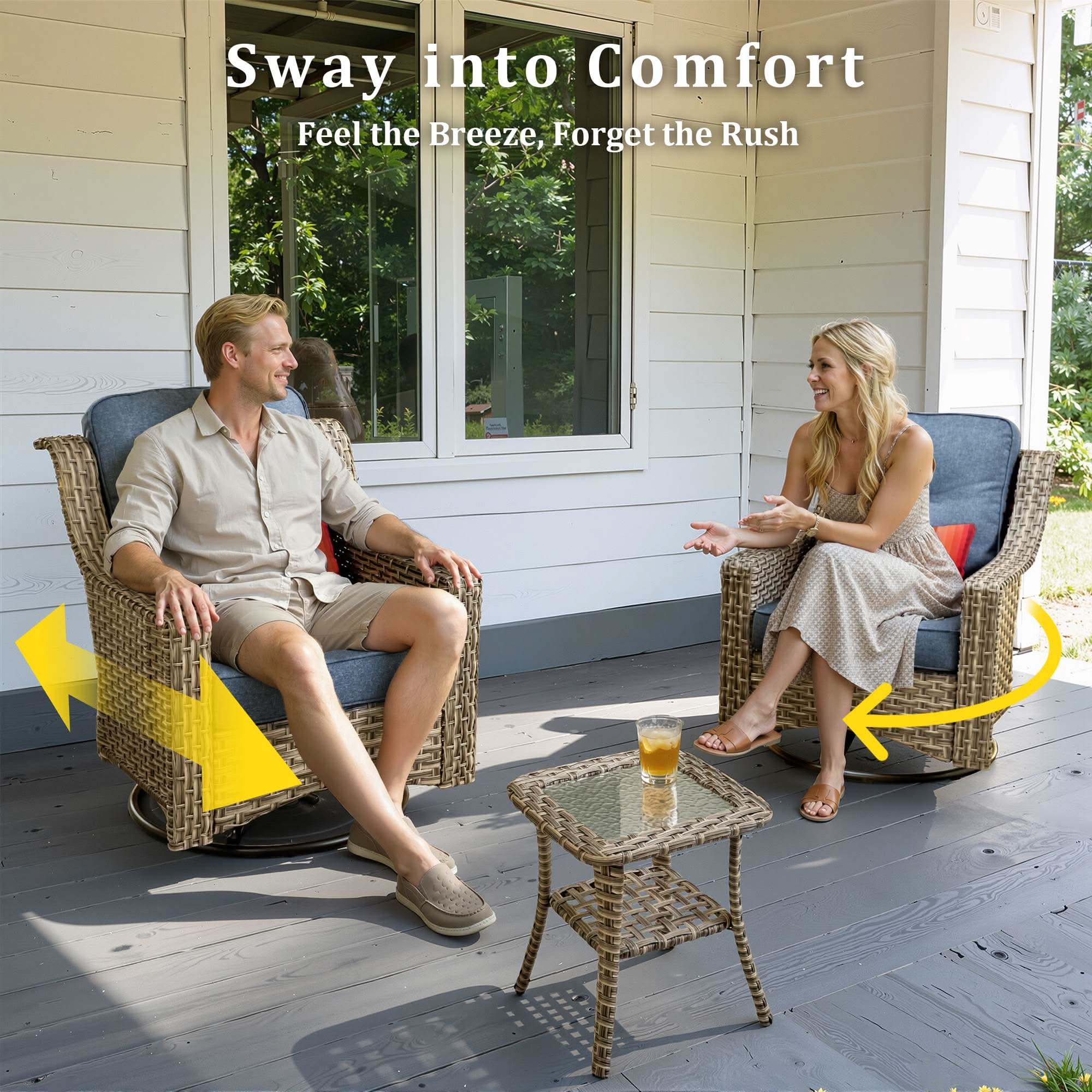 Ovios Conversation Set 5-Piece, PAD Series,Included Swivel Chair