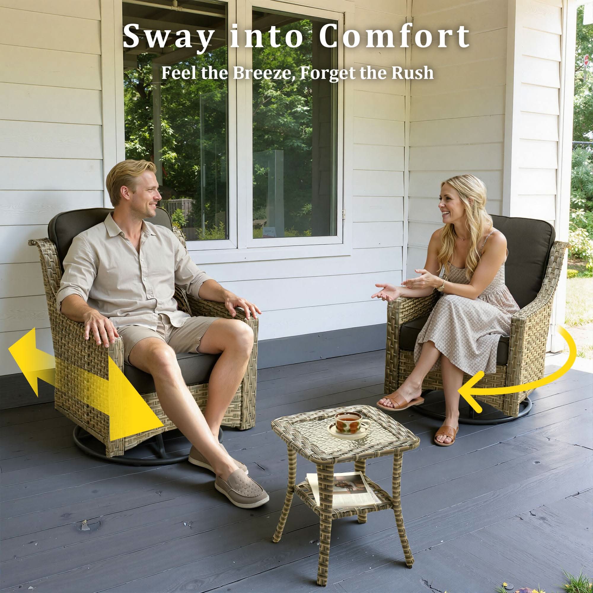 Ovios Conversation Set 5-Piece, PAD Series,Included Swivel Chair