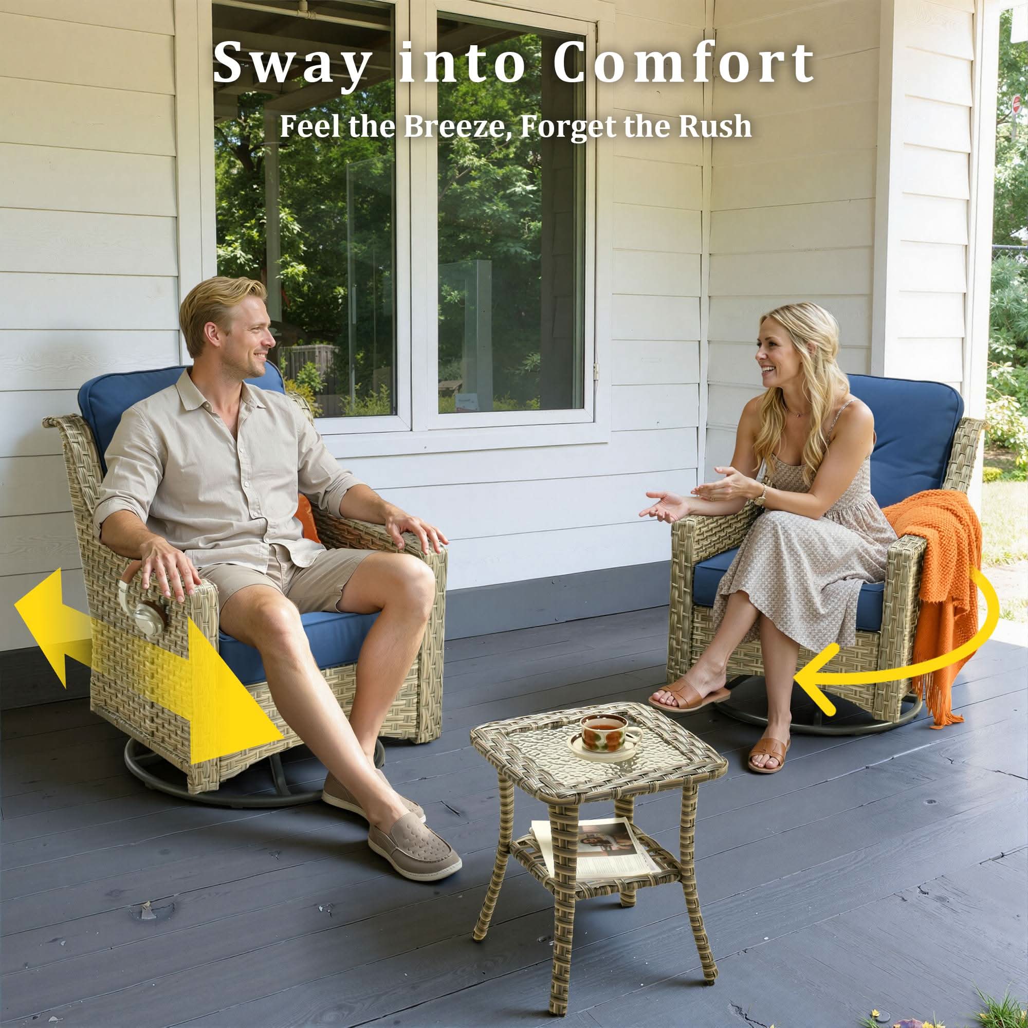 Ovios Conversation Set 5-Piece, PAD Series,Included Swivel Chair