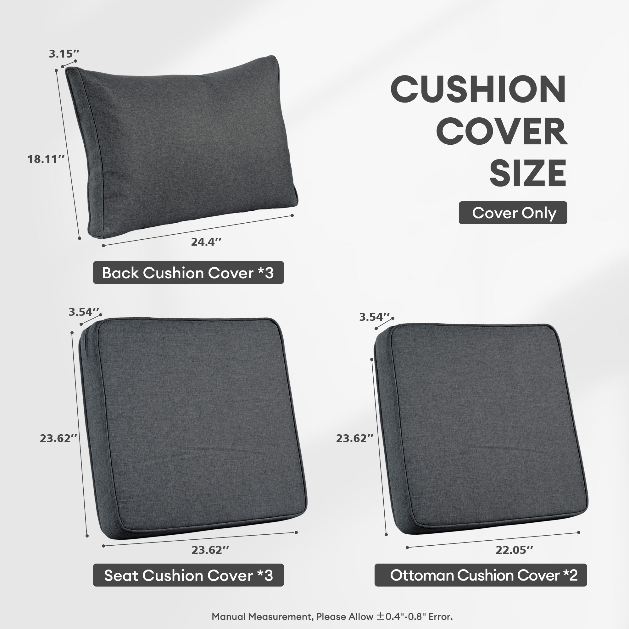 OVIOS New Vultros Series Replacement Seat, Back Cushion Cover(Refer to the Dimension in Description,Only cover)