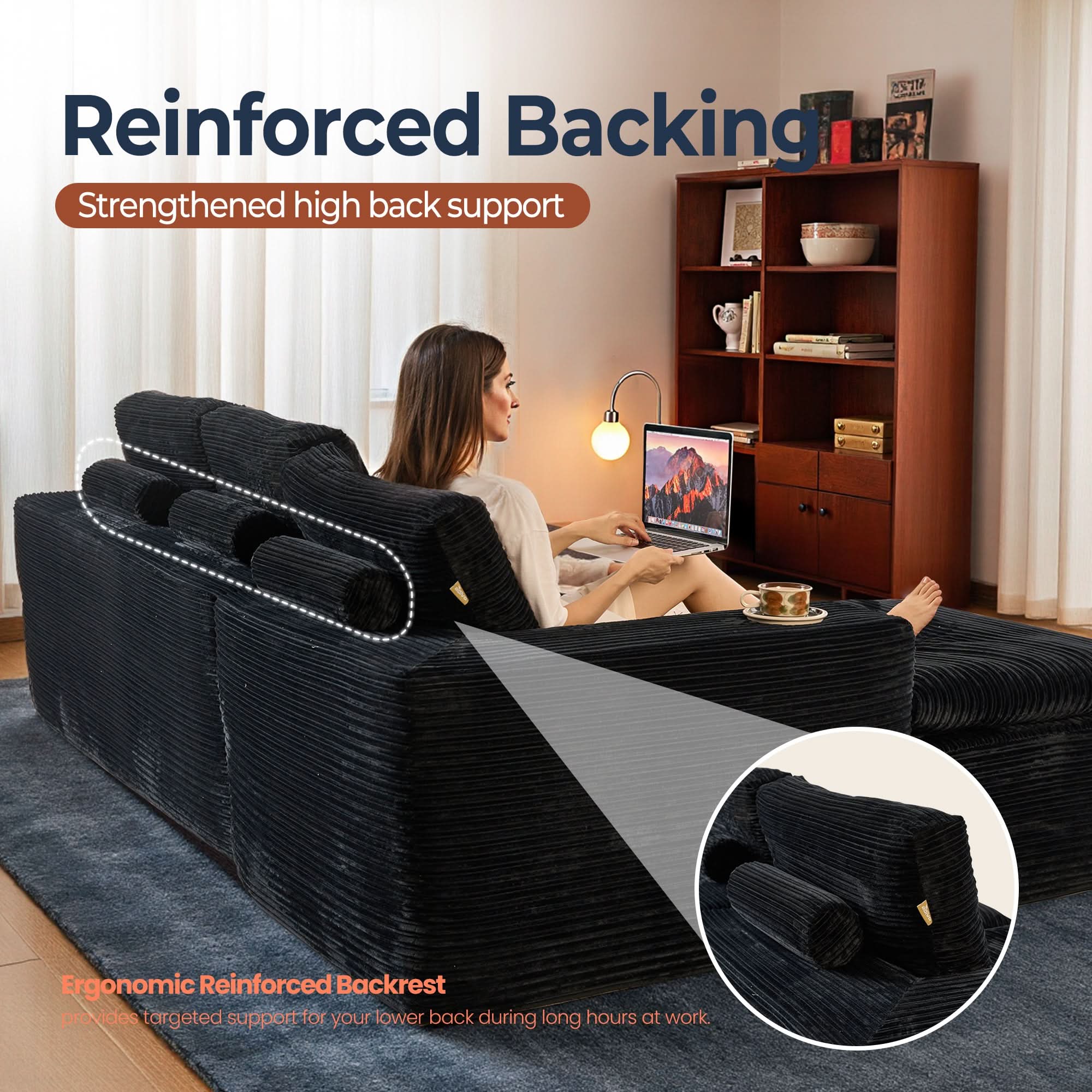 OVIOS 105" Modular Sectional Sofa with Chaise,Deep Seat Cloud Couch, Modern L-Shape