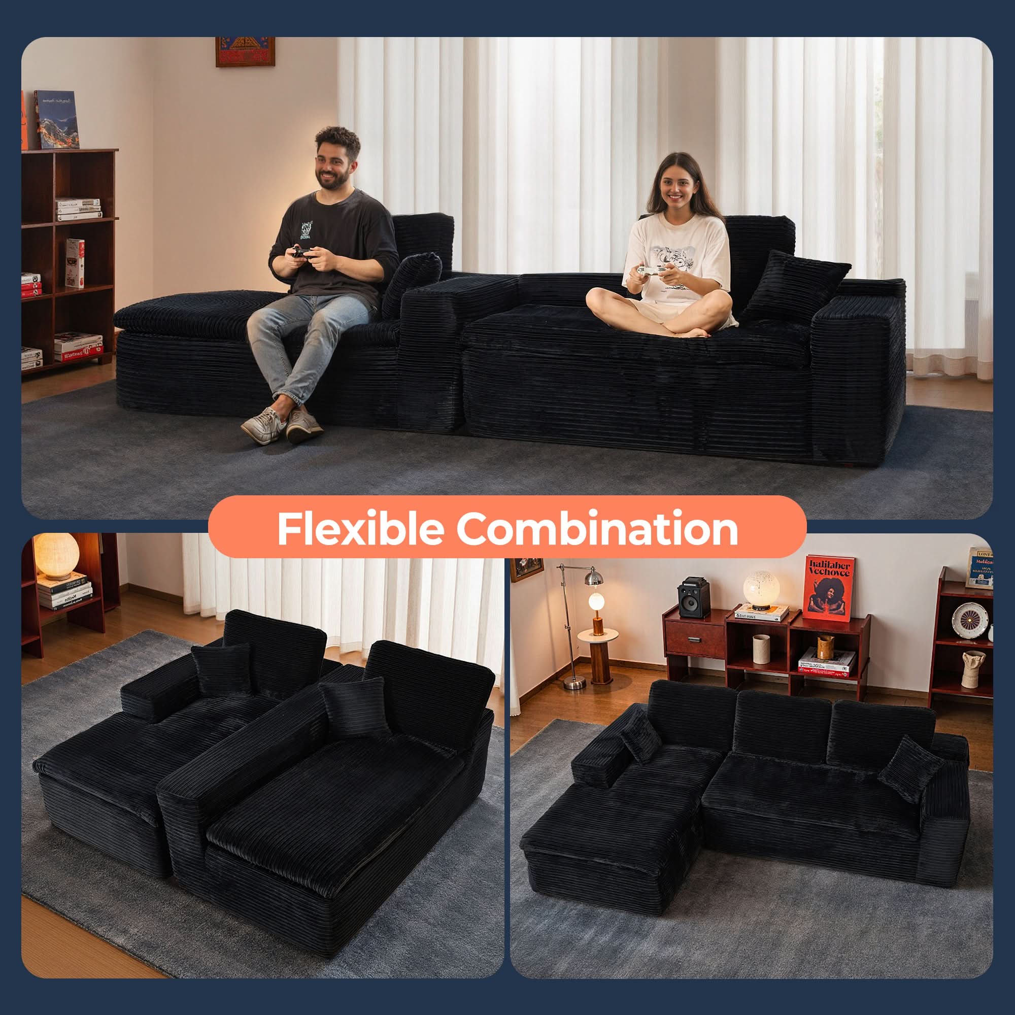 OVIOS 105" Modular Sectional Sofa with Chaise,Deep Seat Cloud Couch, Modern L-Shape