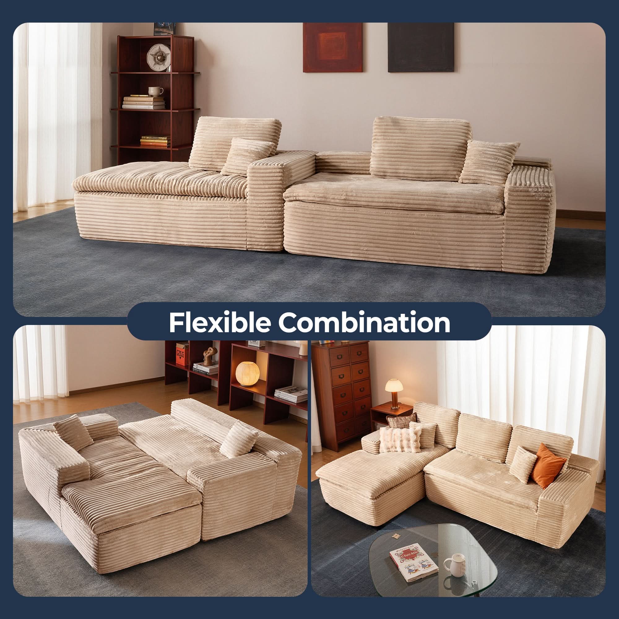 OVIOS 105" Modular Sectional Sofa with Chaise,Deep Seat Cloud Couch, Modern L-Shape