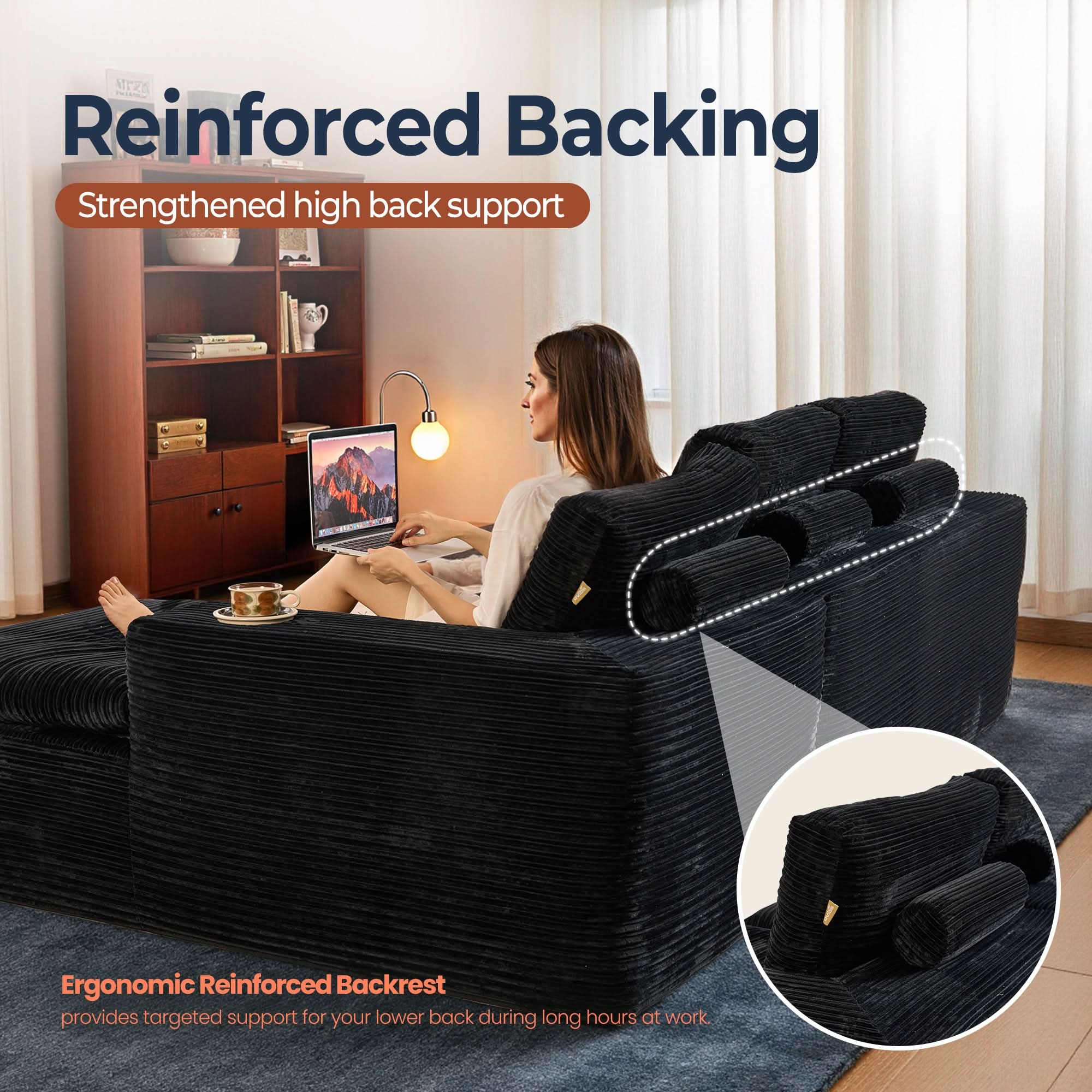 OVIOS 105" Modular Sectional Sofa with Chaise,Deep Seat Cloud Couch, Modern L-Shape