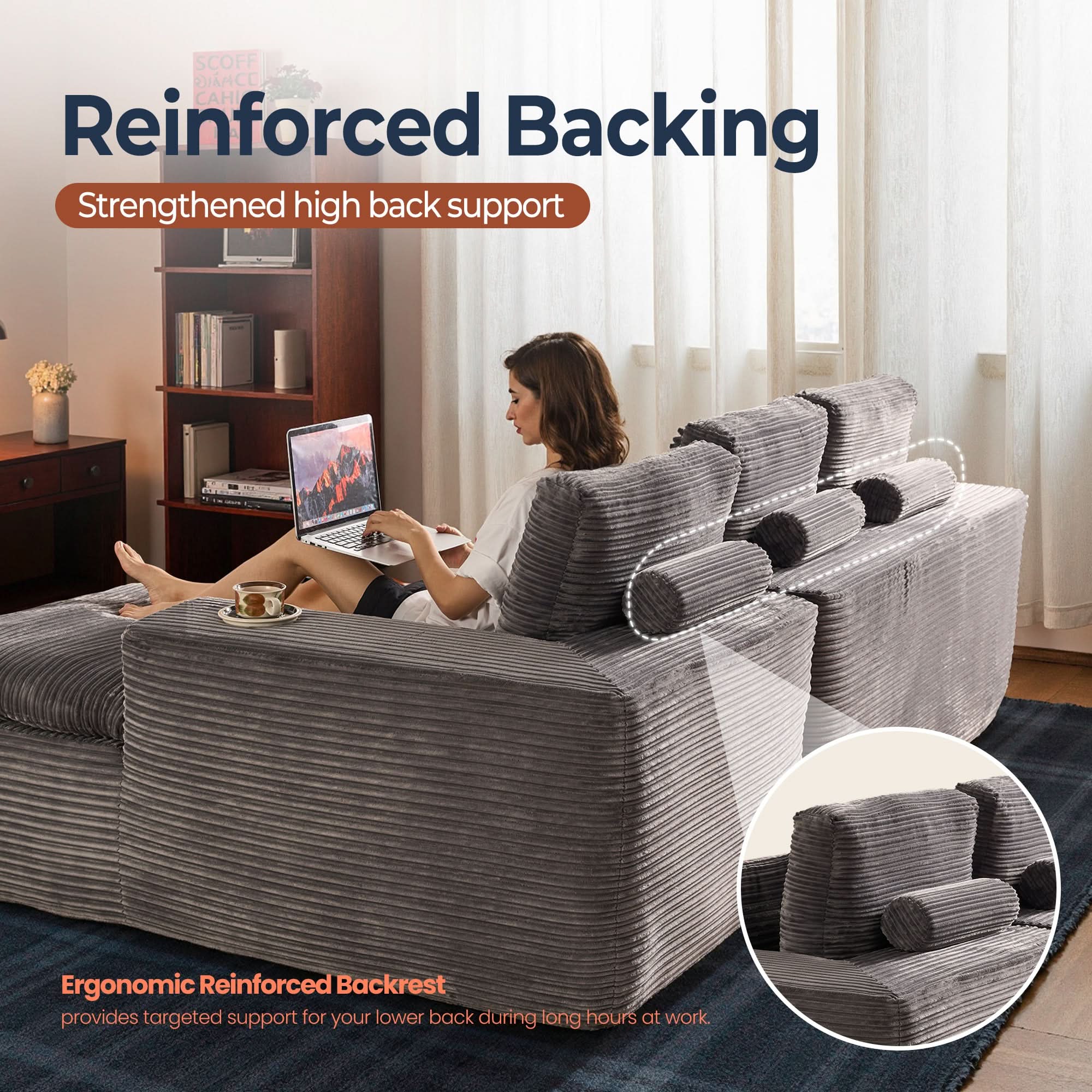 OVIOS 105" Modular Sectional Sofa with Chaise,Deep Seat Cloud Couch, Modern L-Shape