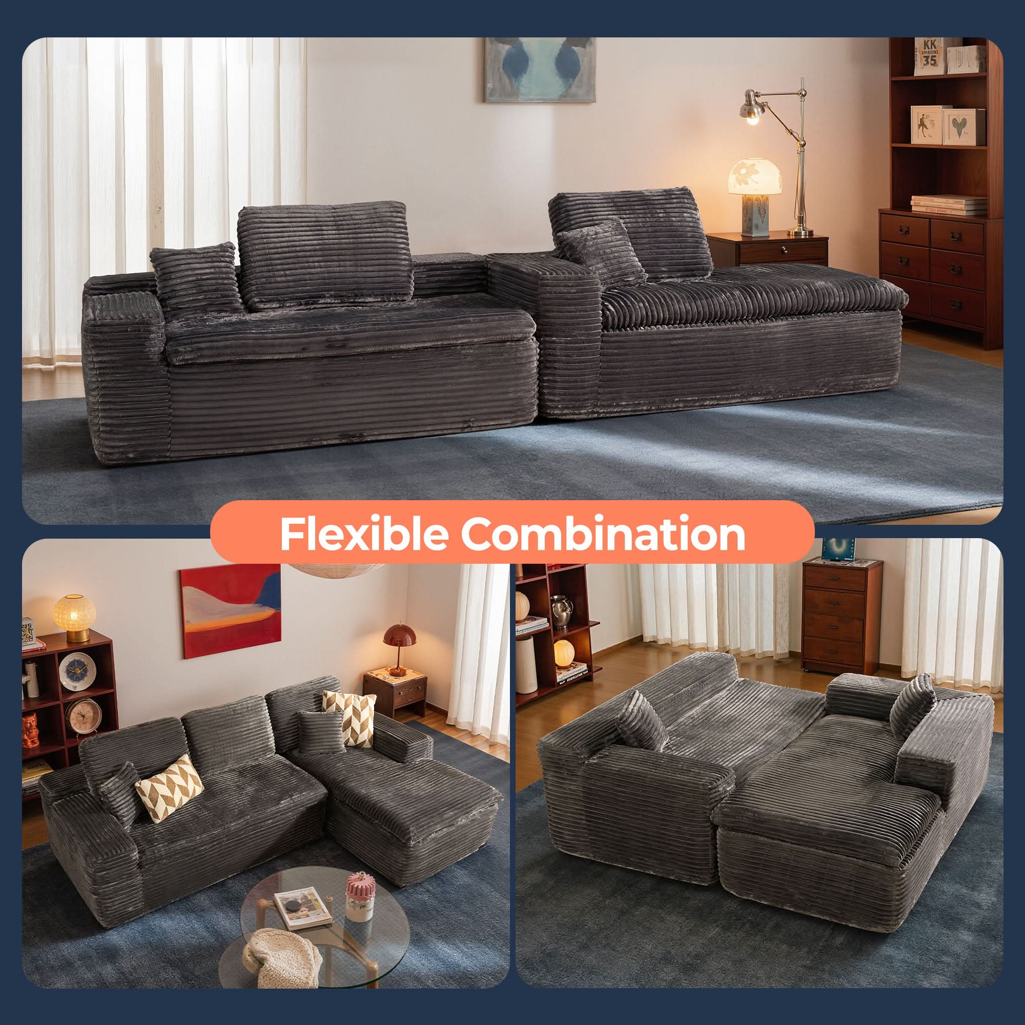 OVIOS 105" Modular Sectional Sofa with Chaise,Deep Seat Cloud Couch, Modern L-Shape