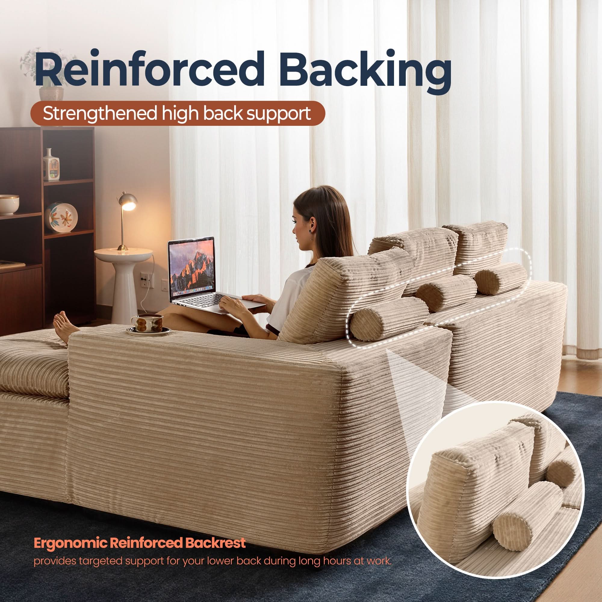 OVIOS 105" Modular Sectional Sofa with Chaise,Deep Seat Cloud Couch, Modern L-Shape