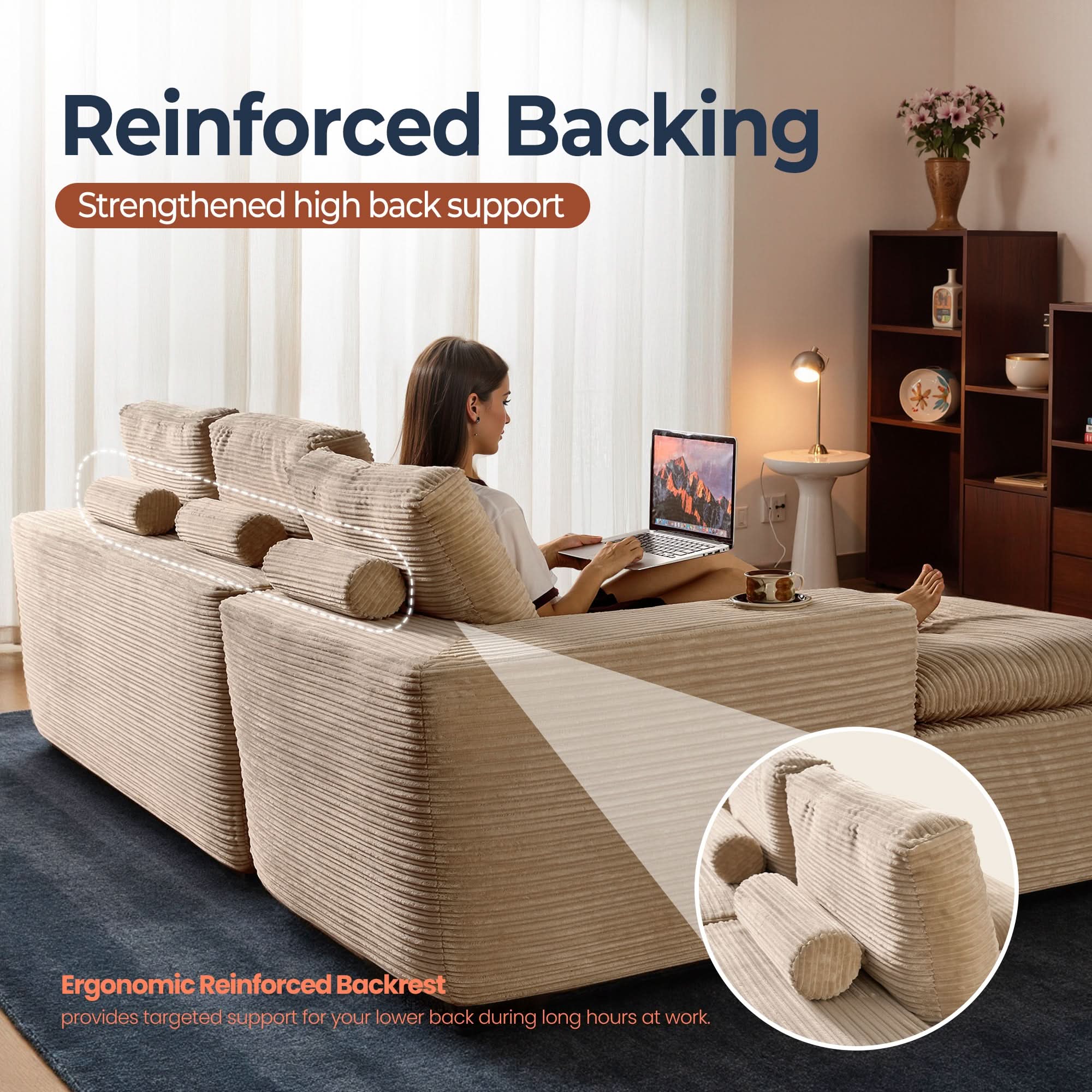 OVIOS 105" Modular Sectional Sofa with Chaise,Deep Seat Cloud Couch, Modern L-Shape