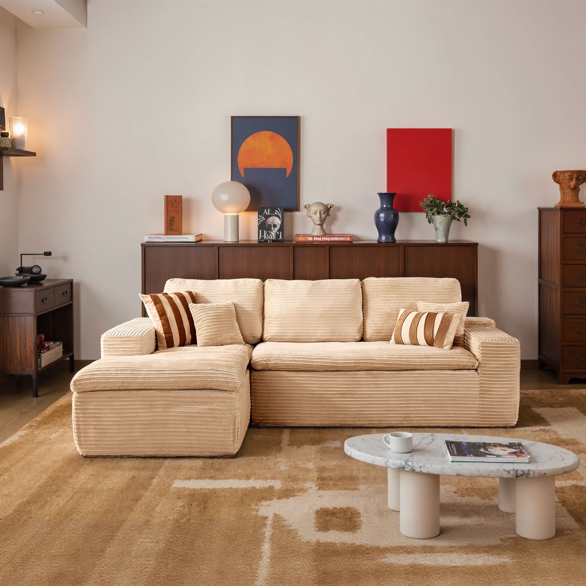 OVIOS 105" Modular Sectional Sofa with Chaise,Deep Seat Cloud Couch, Modern L-Shape